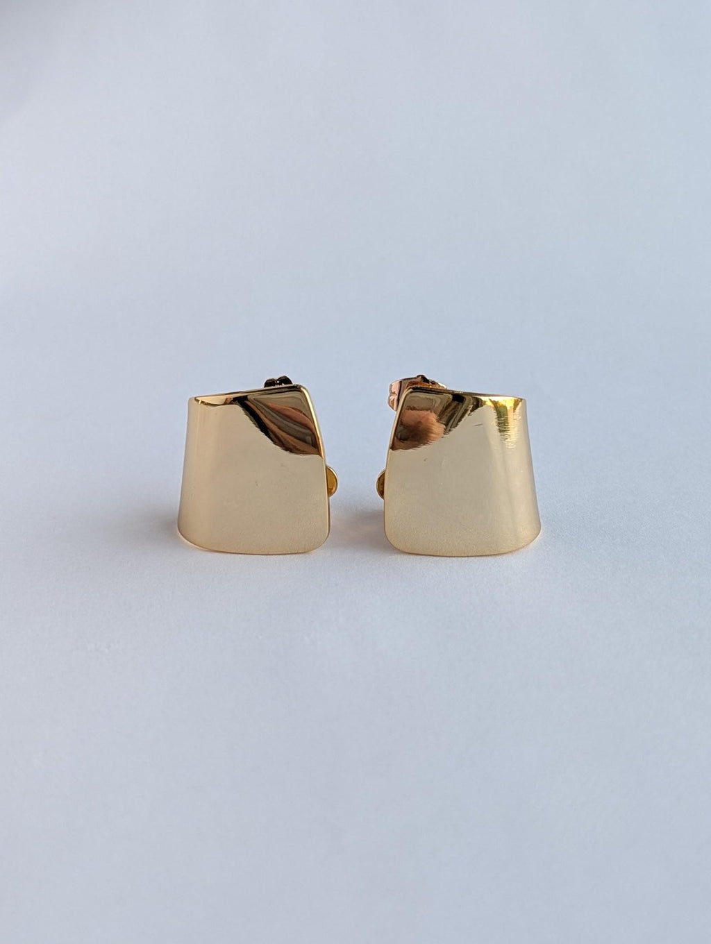 Wide Curved Gold Statement Studs