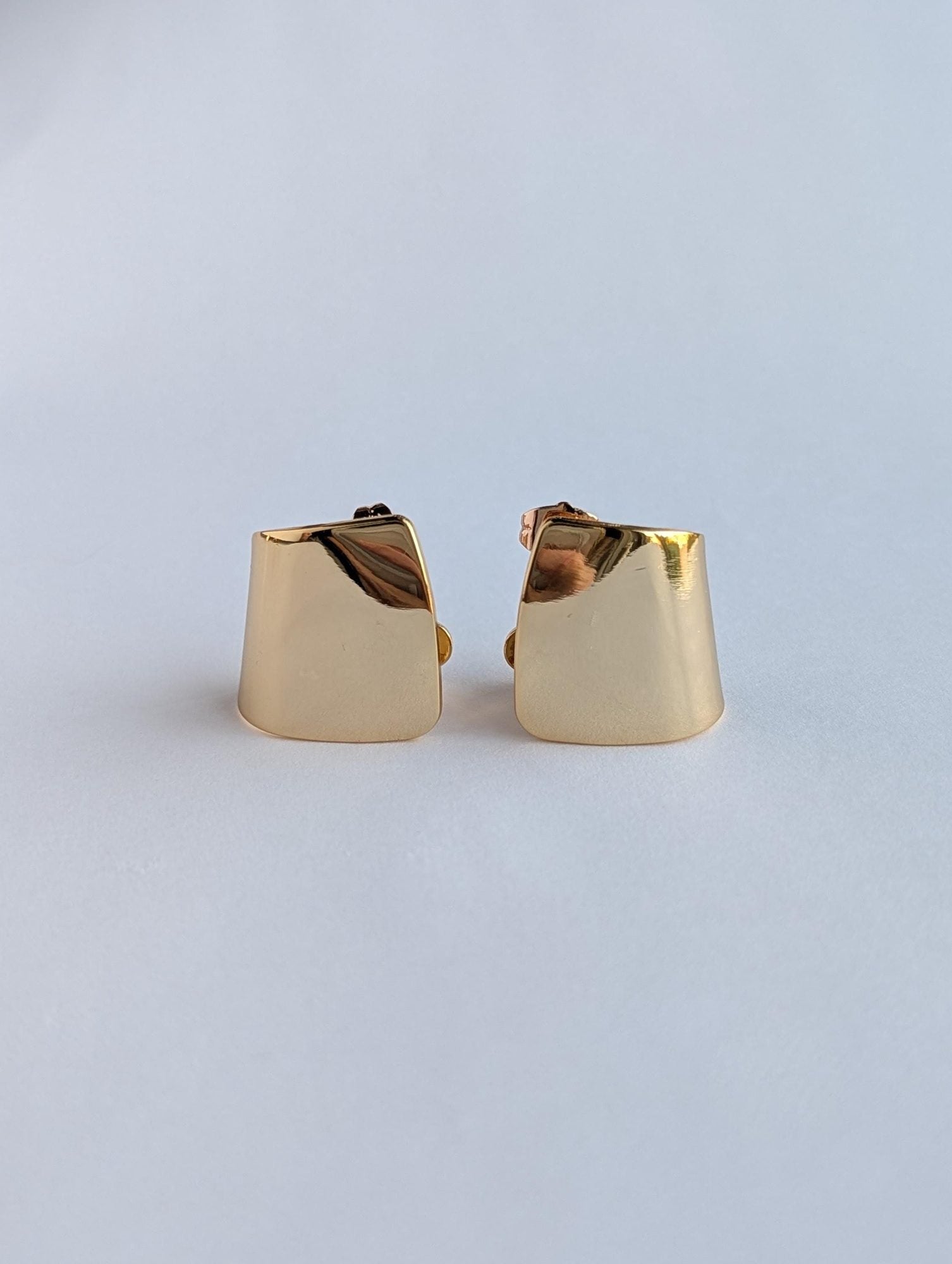 Wide Curved Gold Statement Studs
