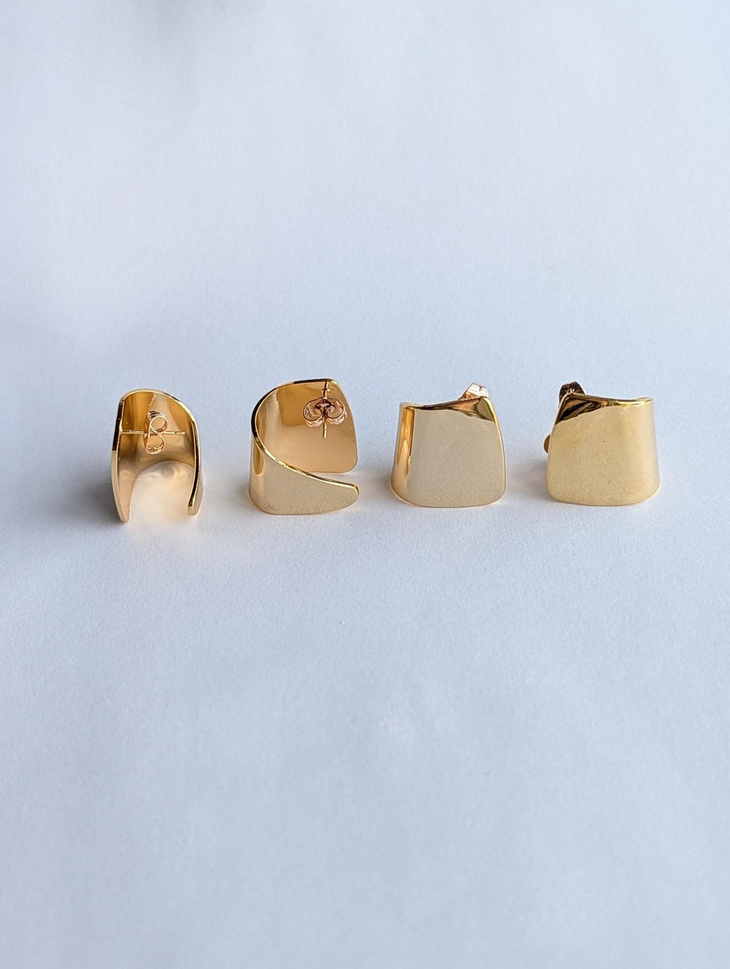 Wide Curved Gold Statement Studs
