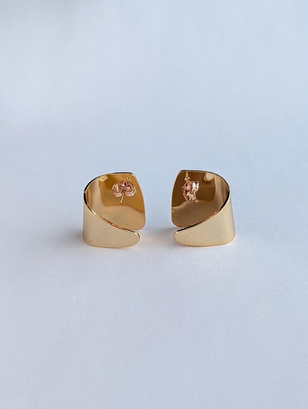 Wide Curved Gold Statement Studs