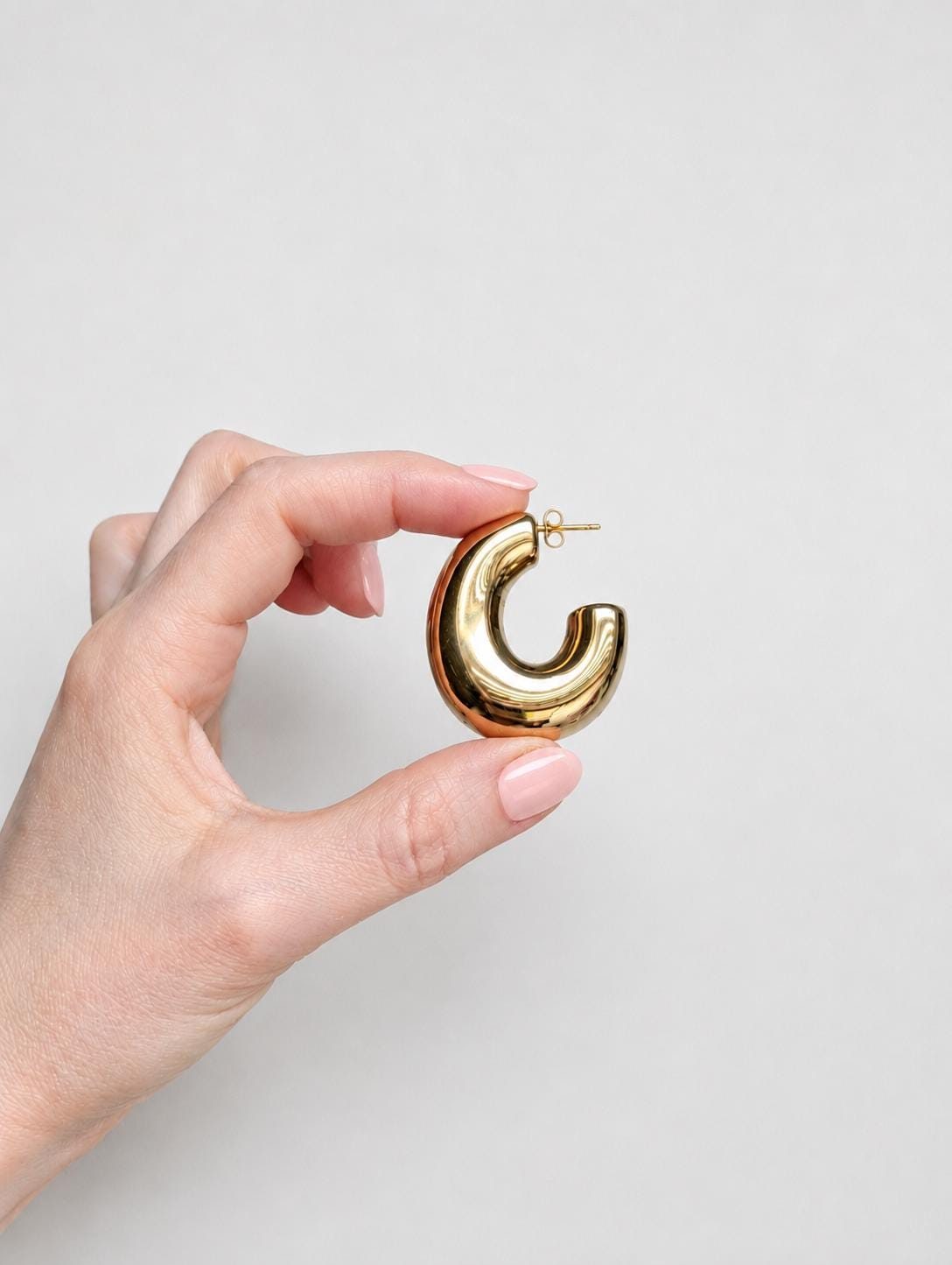 Extra Chunky Puffy Dome C-Hoop Earrings