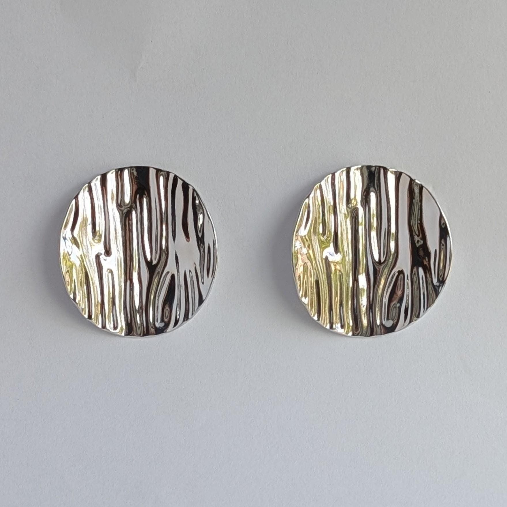 Textured Disc Stud Earrings