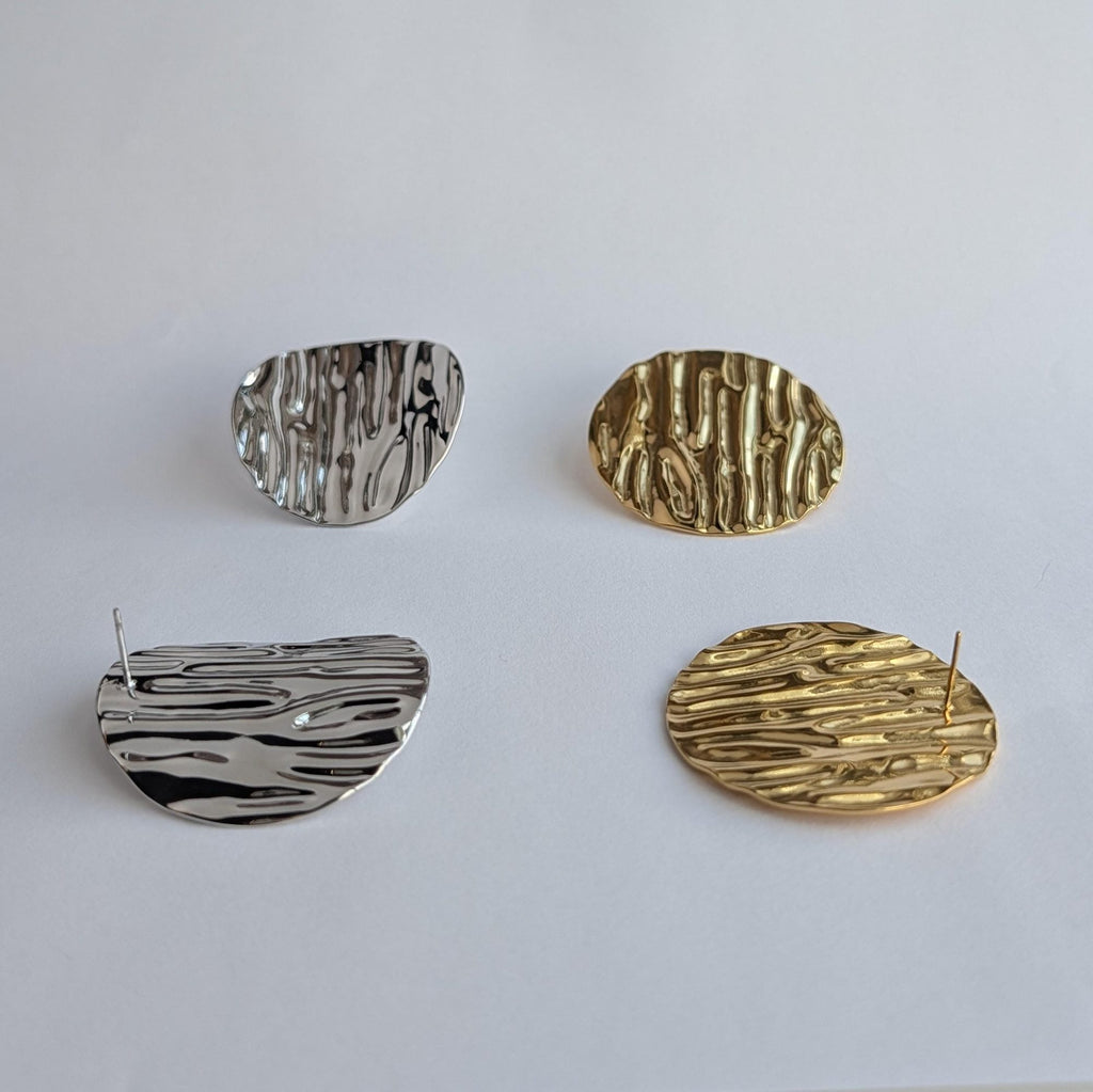 Textured Disc Stud Earrings