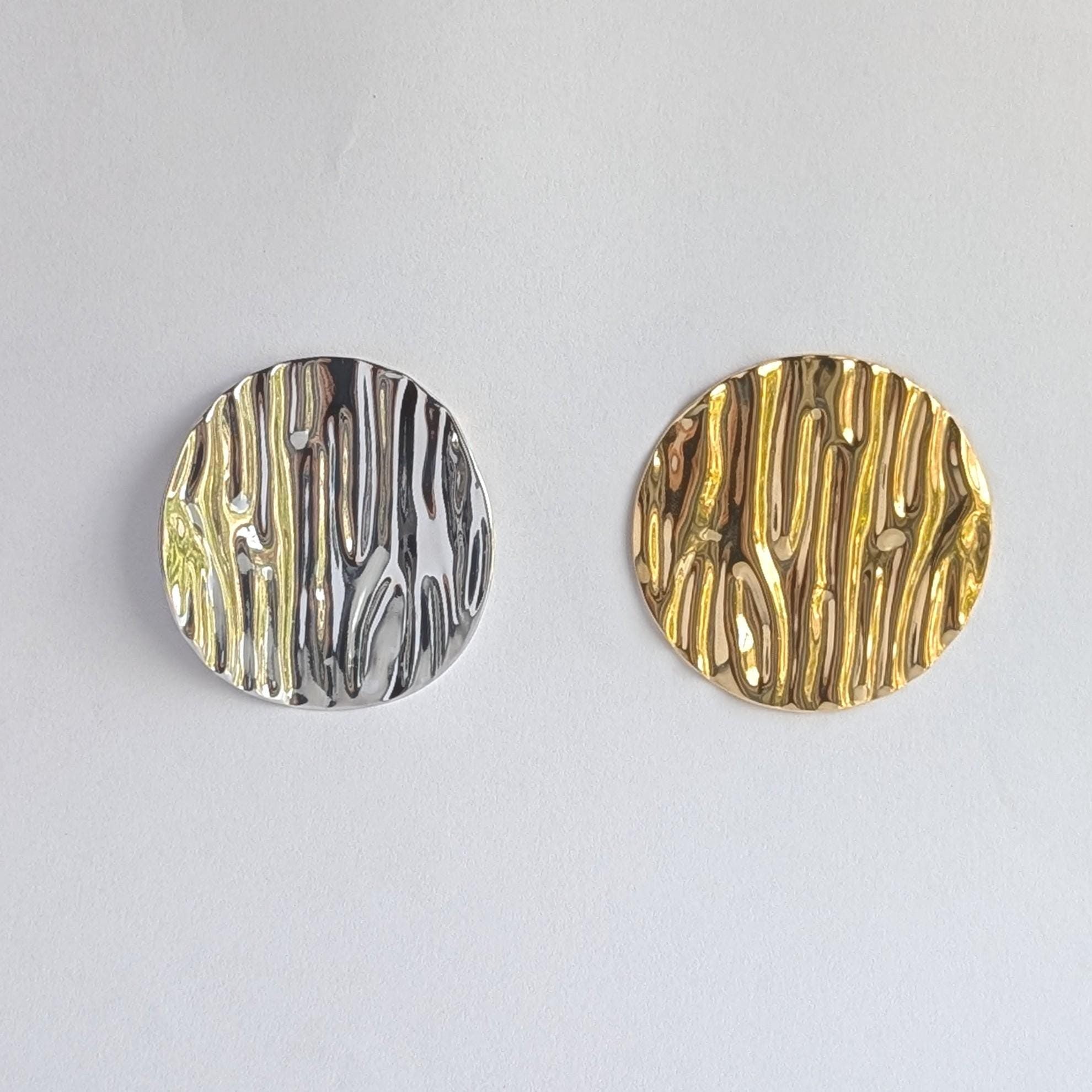 Textured Disc Stud Earrings