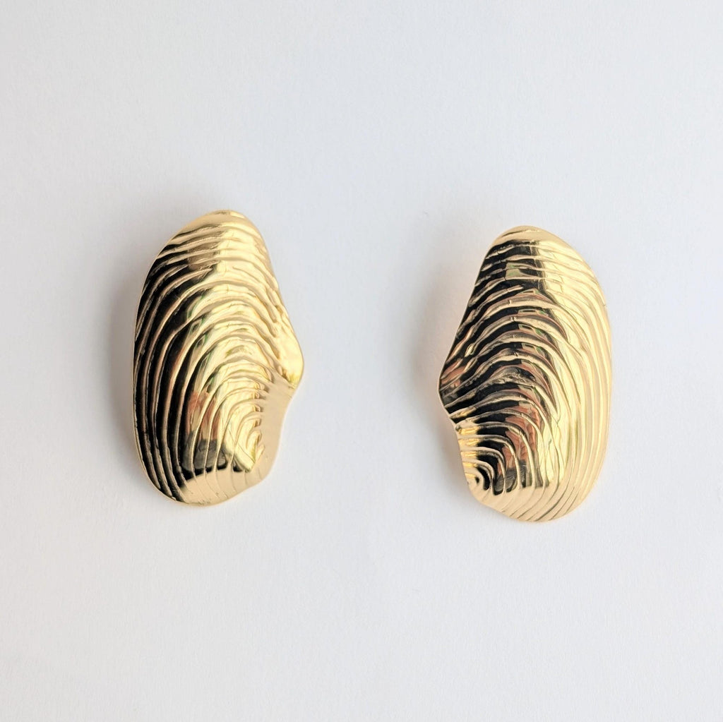 Large Abstract Shell Stud Earrings