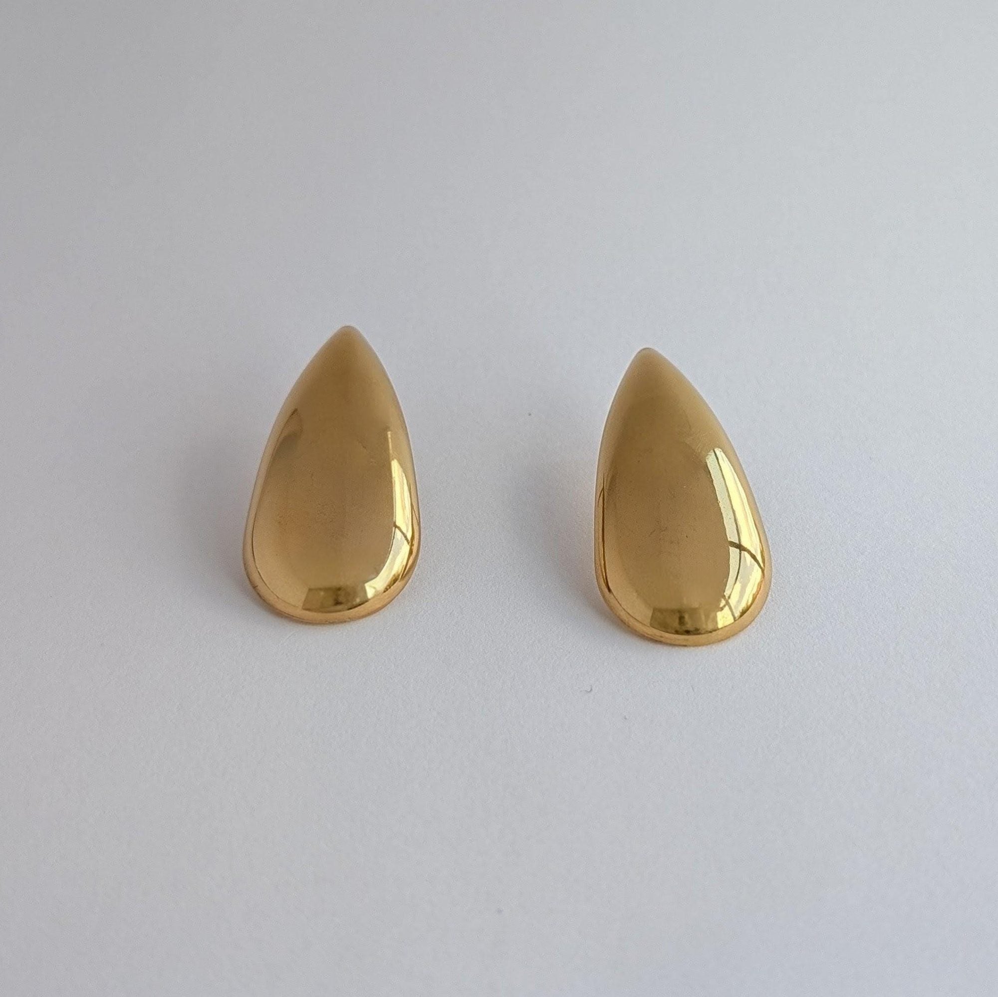 Chunky Gold Teardrop Stud Earrings