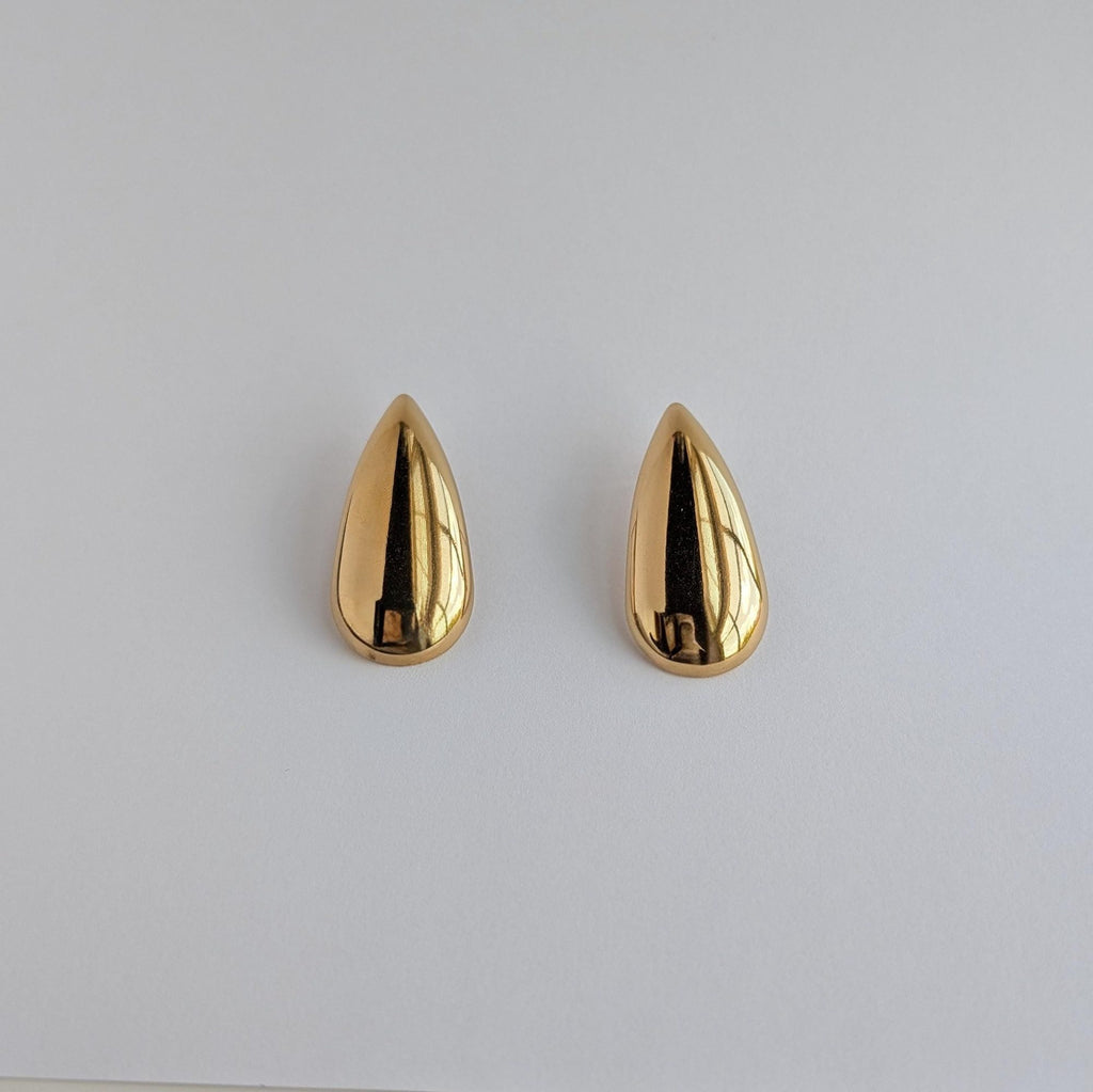 Chunky Gold Teardrop Stud Earrings