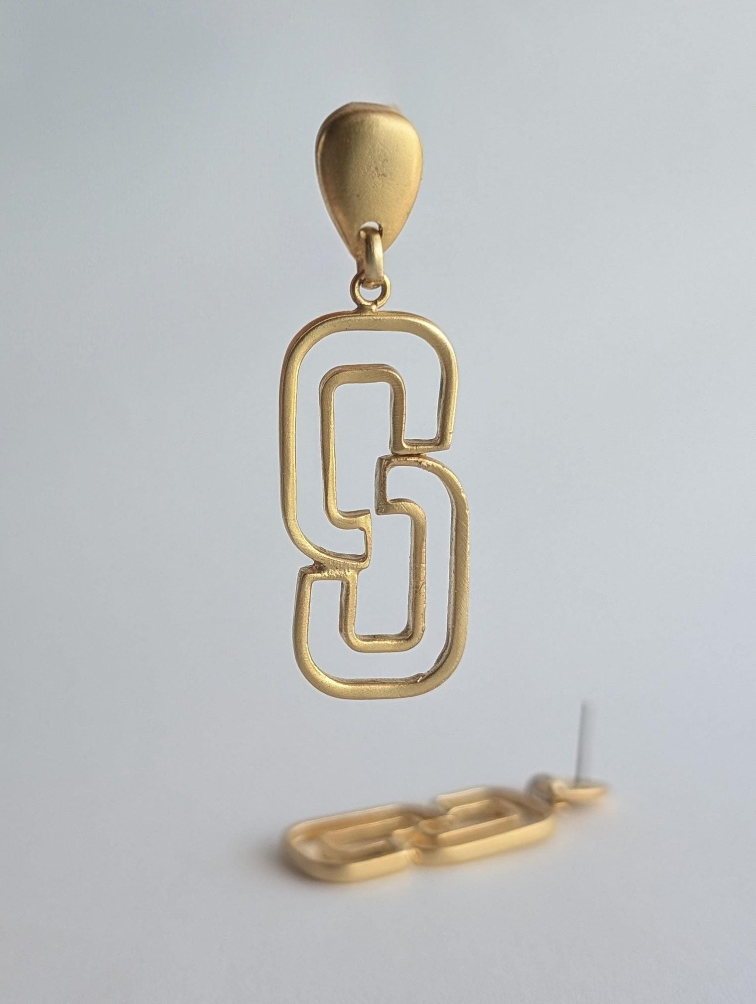 Matte Gold Geometric Drop Earrings