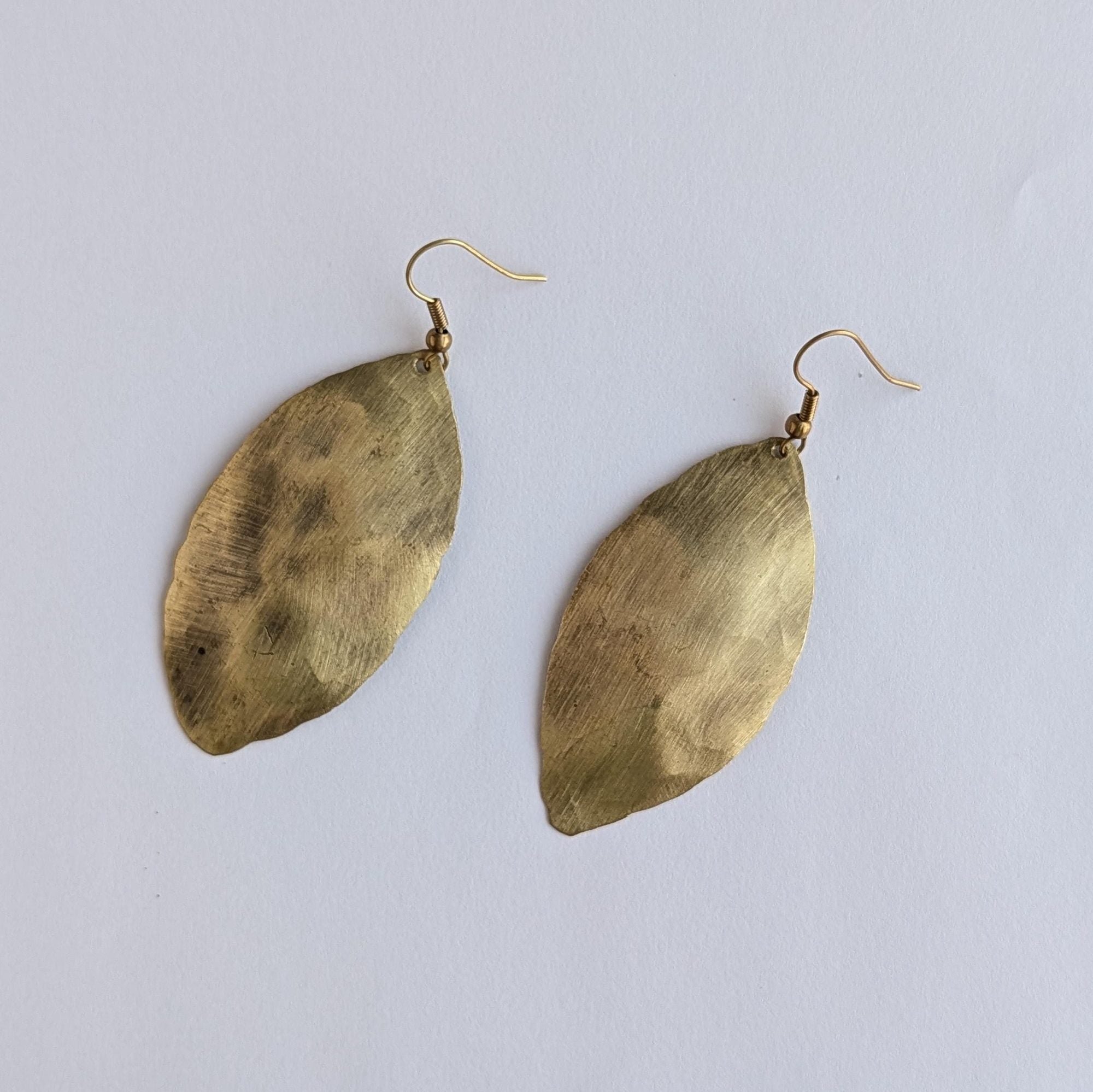 Large Gold Leaf Dangle Earrings