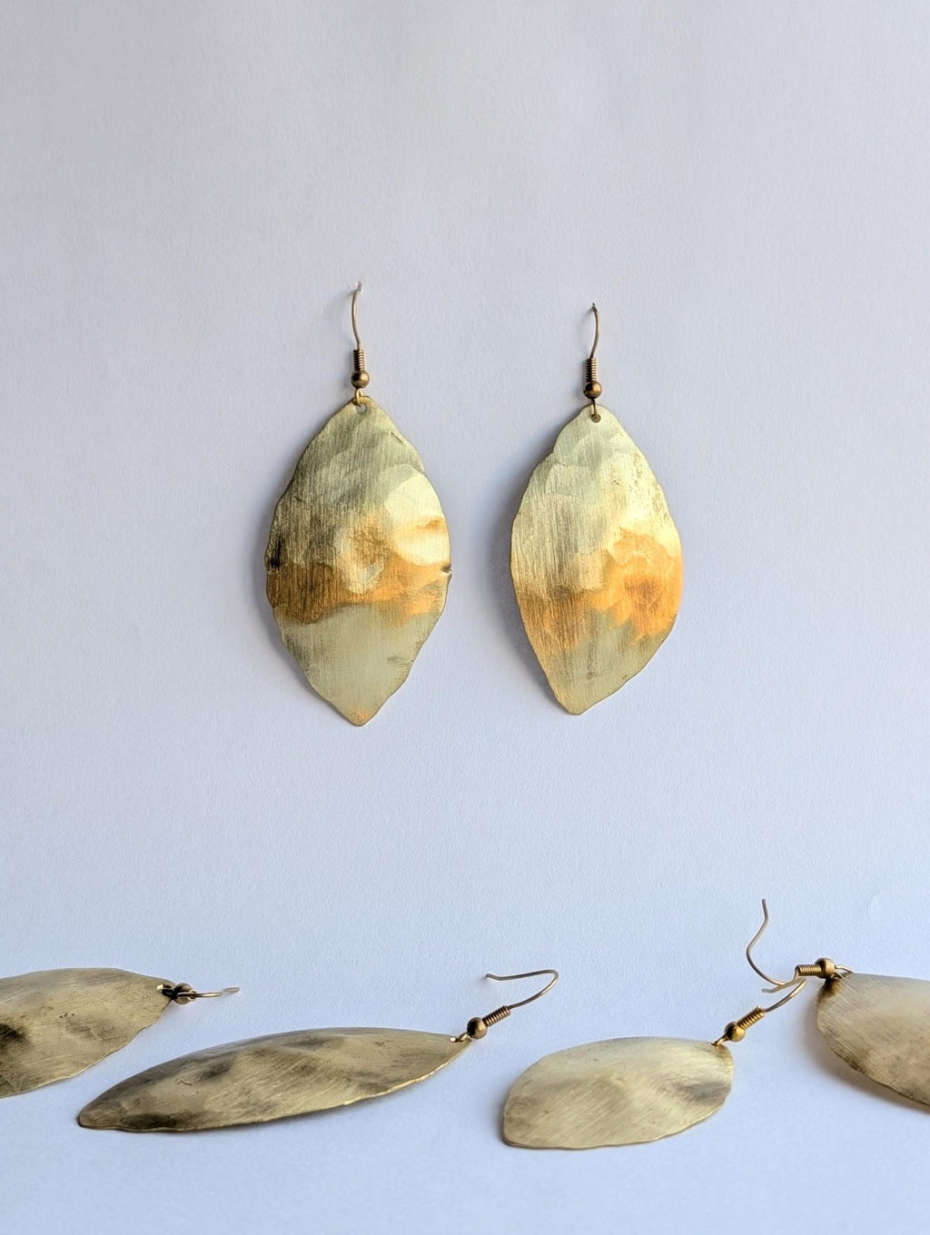 Large Gold Leaf Dangle Earrings