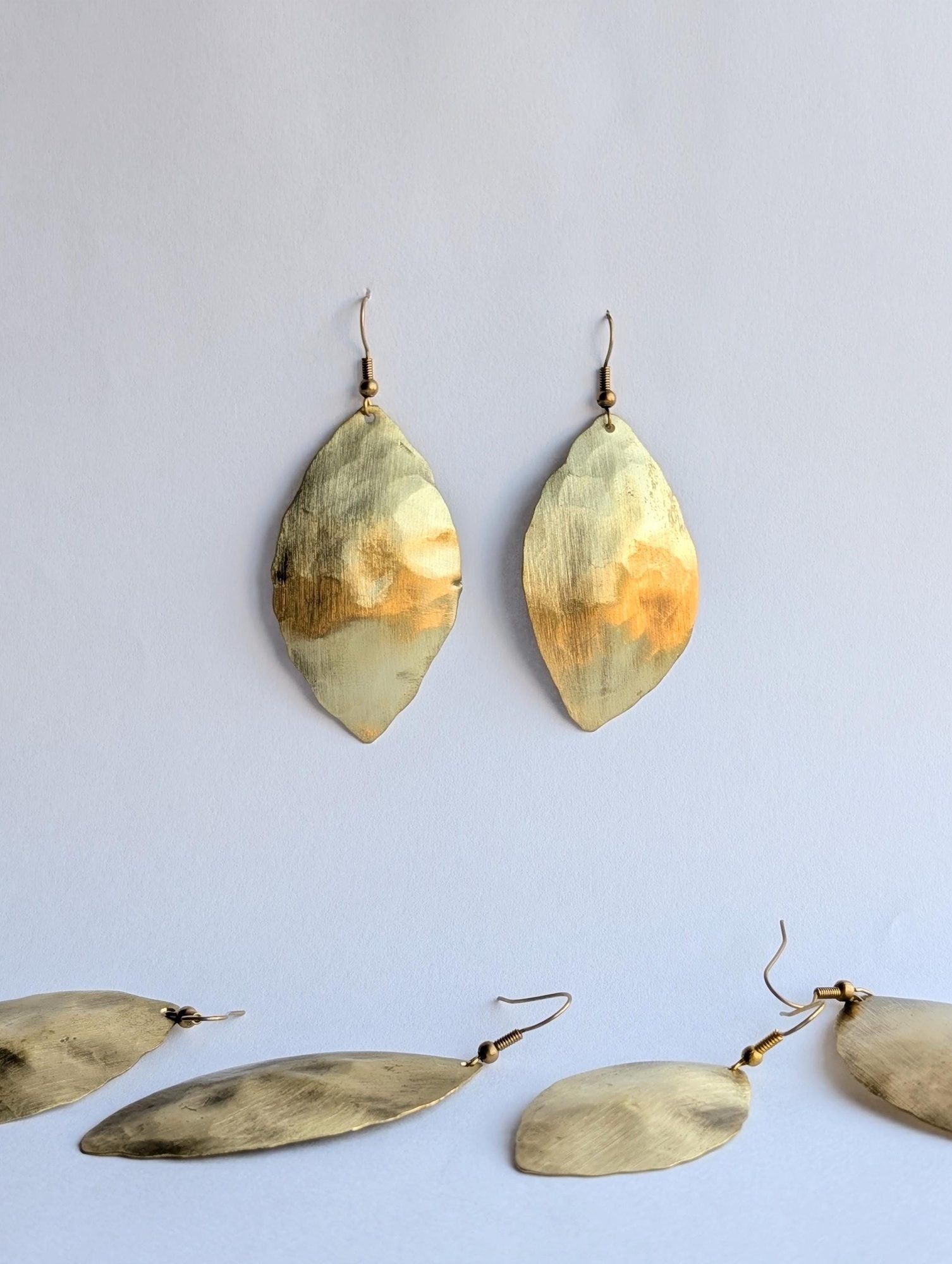 Large Gold Leaf Dangle Earrings