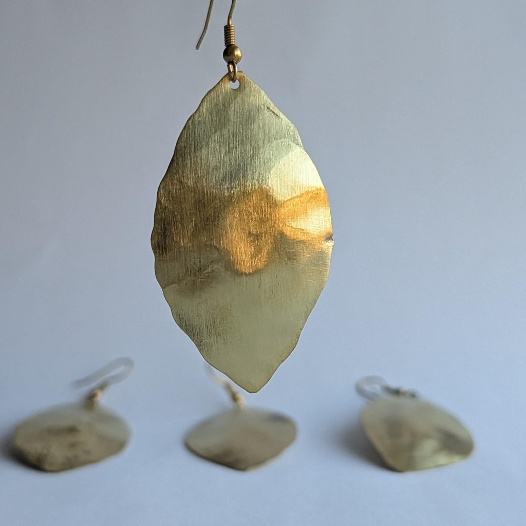 Large Gold Leaf Dangle Earrings