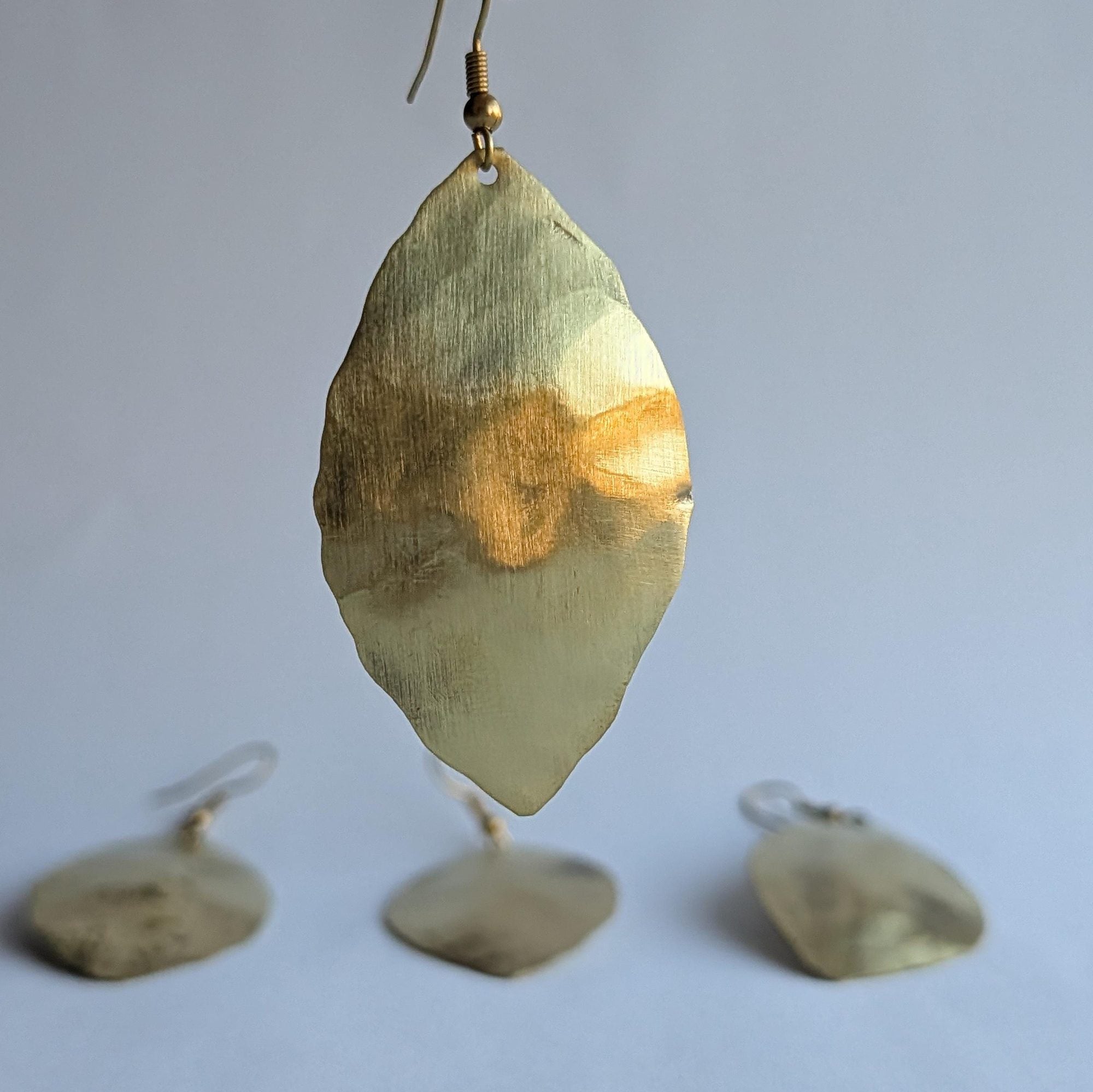 Large Gold Leaf Dangle Earrings