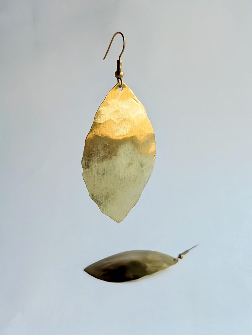 Large Gold Leaf Dangle Earrings