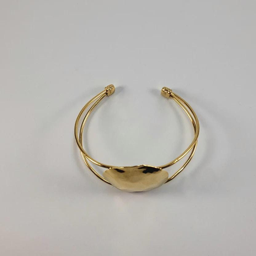 Hand-Hammered Gold Dome Cuff Bracelet