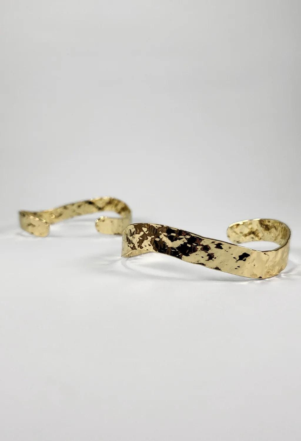 Wavy Hammered Gold Cuff Bracelet