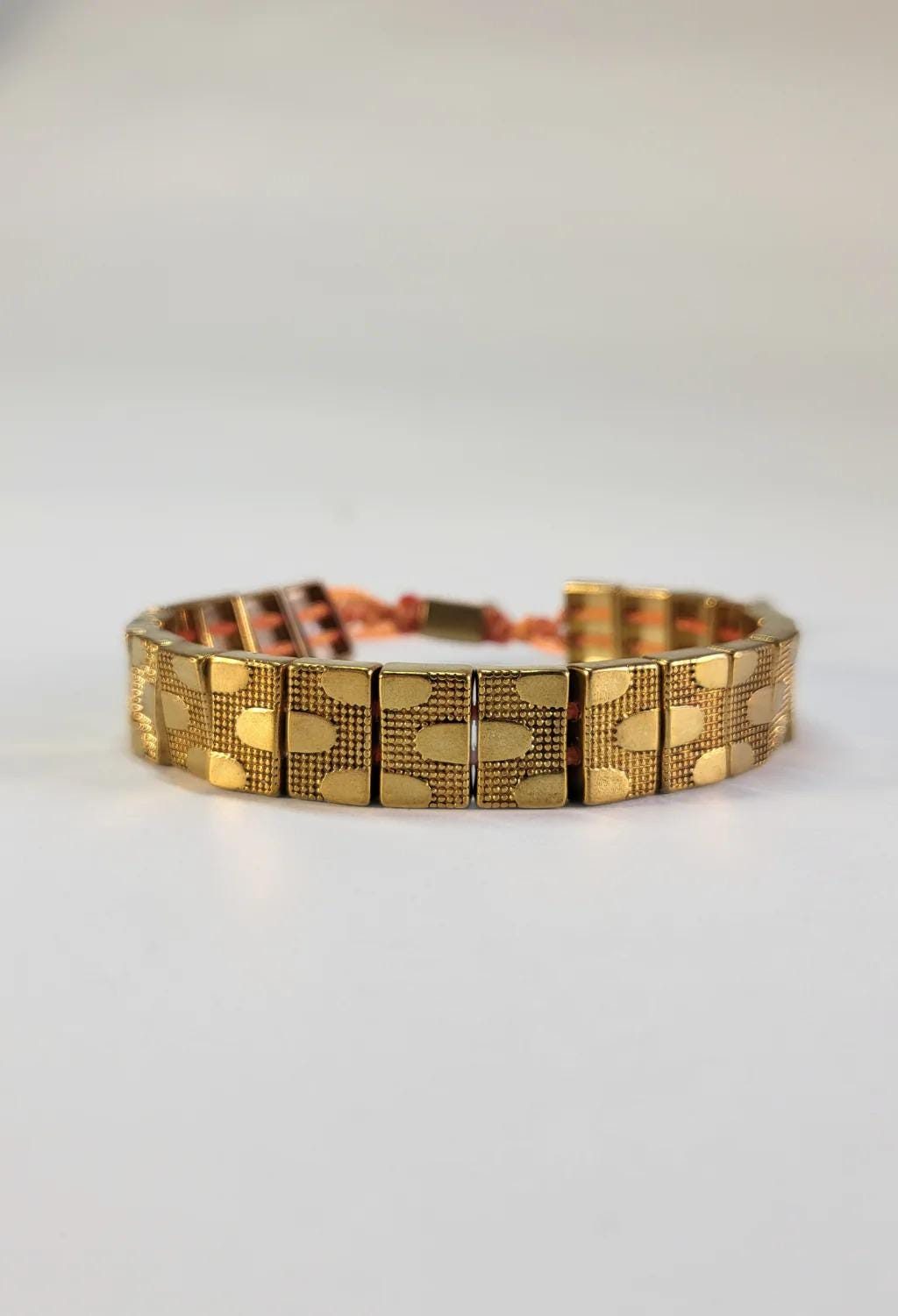 Textured Gold Tile Bracelet