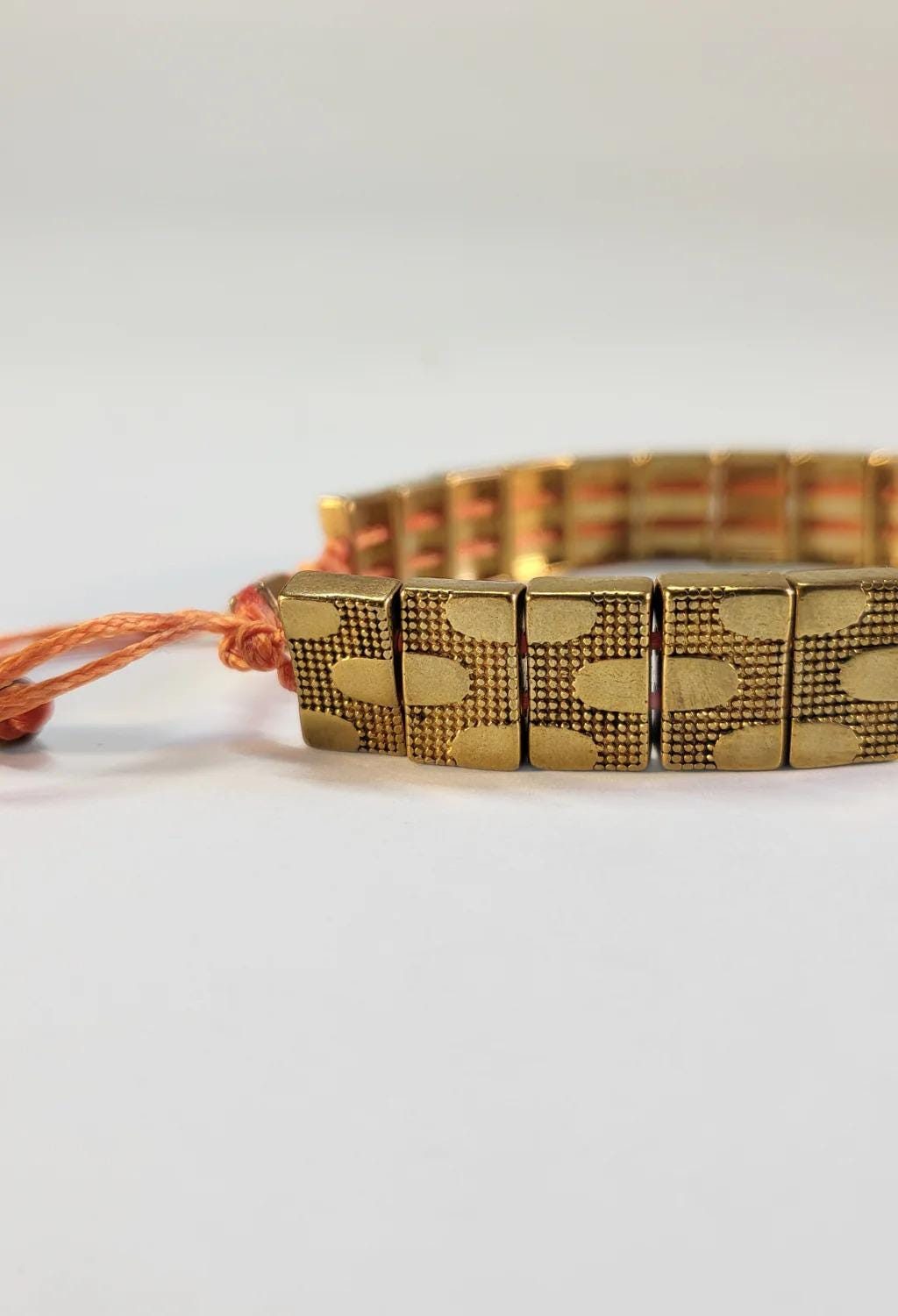 Textured Gold Tile Bracelet