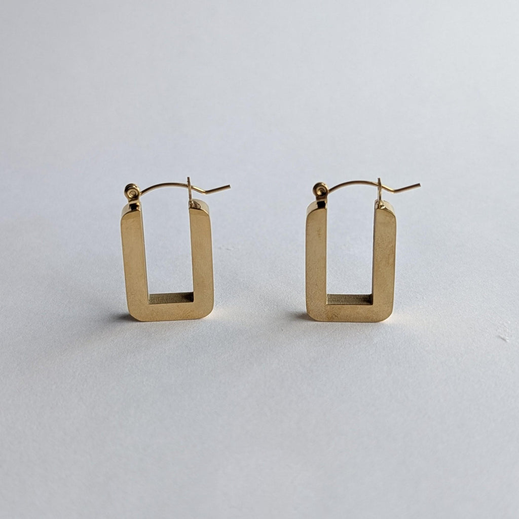 Chunky Rectangular Gold Hoop Earrings