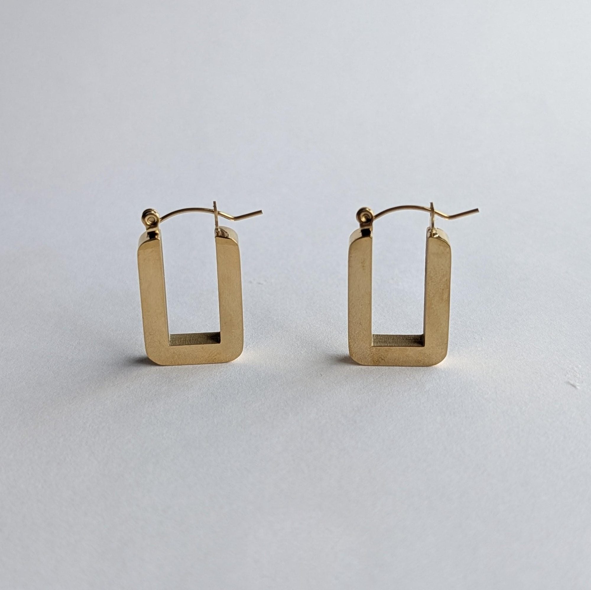 Chunky Rectangular Gold Hoop Earrings