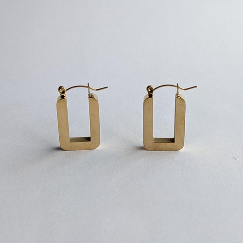 Chunky Rectangular Gold Hoop Earrings