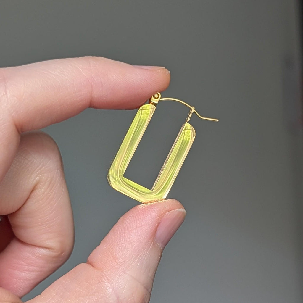 Chunky Rectangular Gold Hoop Earrings