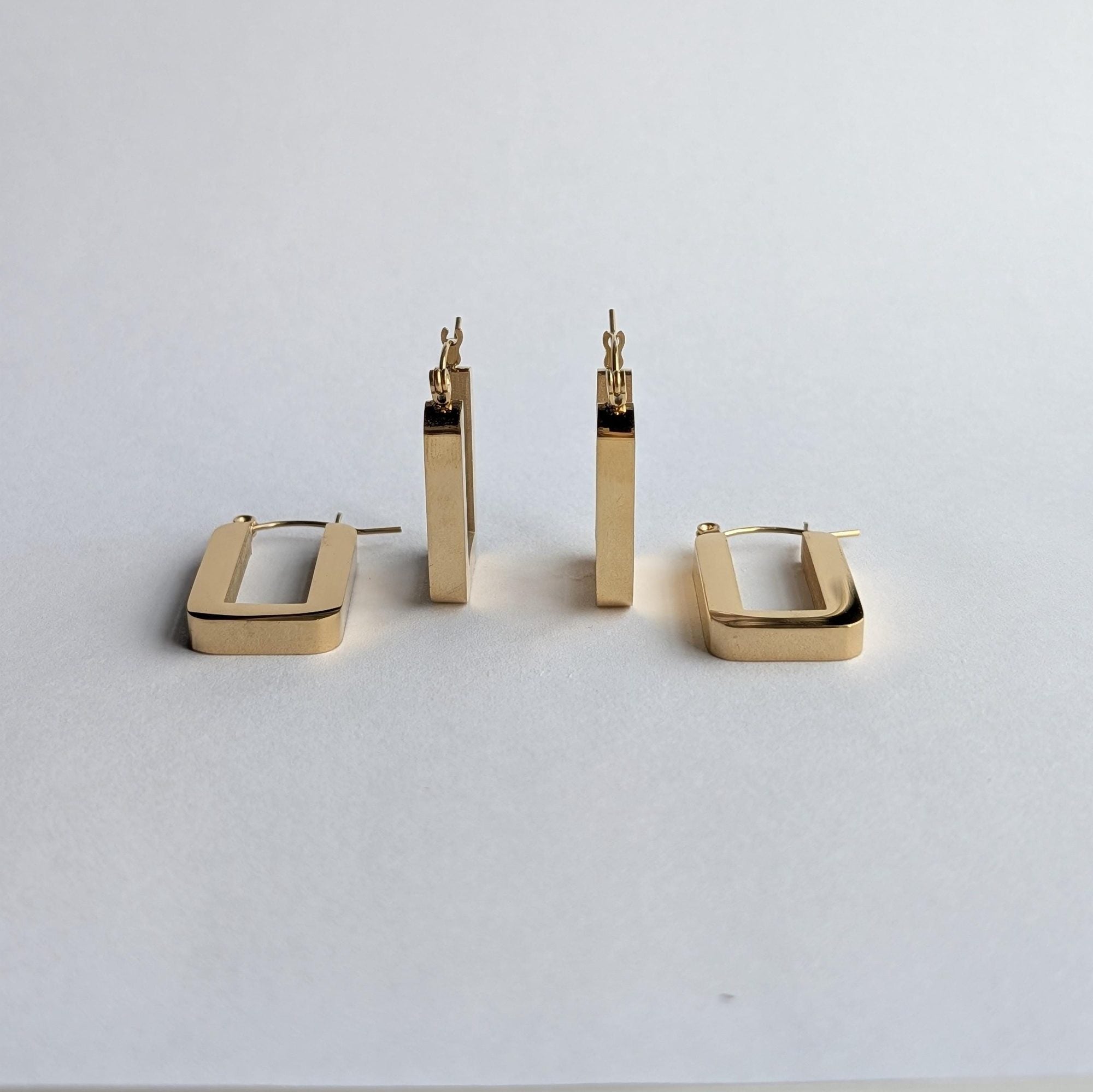 Chunky Rectangular Gold Hoop Earrings