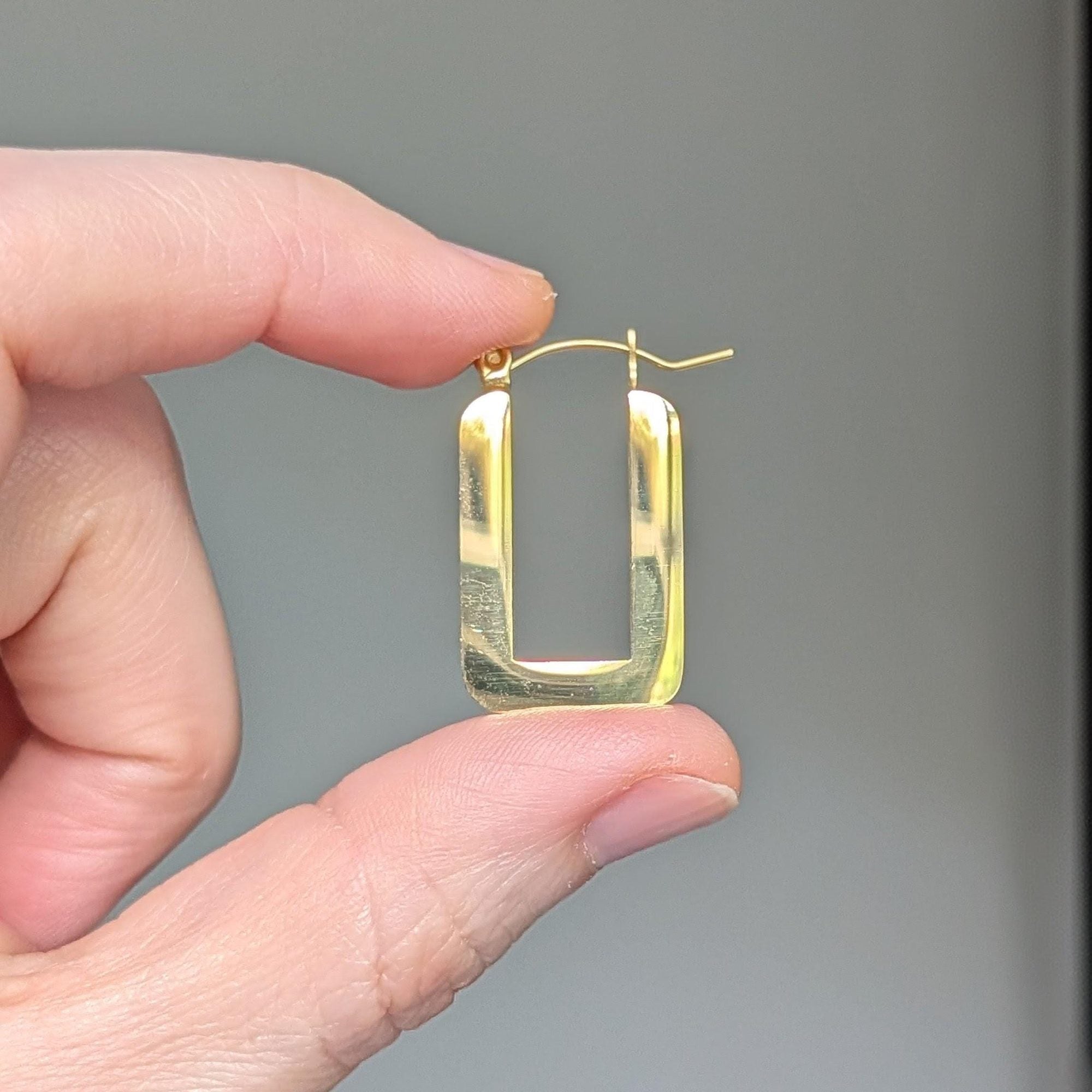 Chunky Rectangular Gold Hoop Earrings