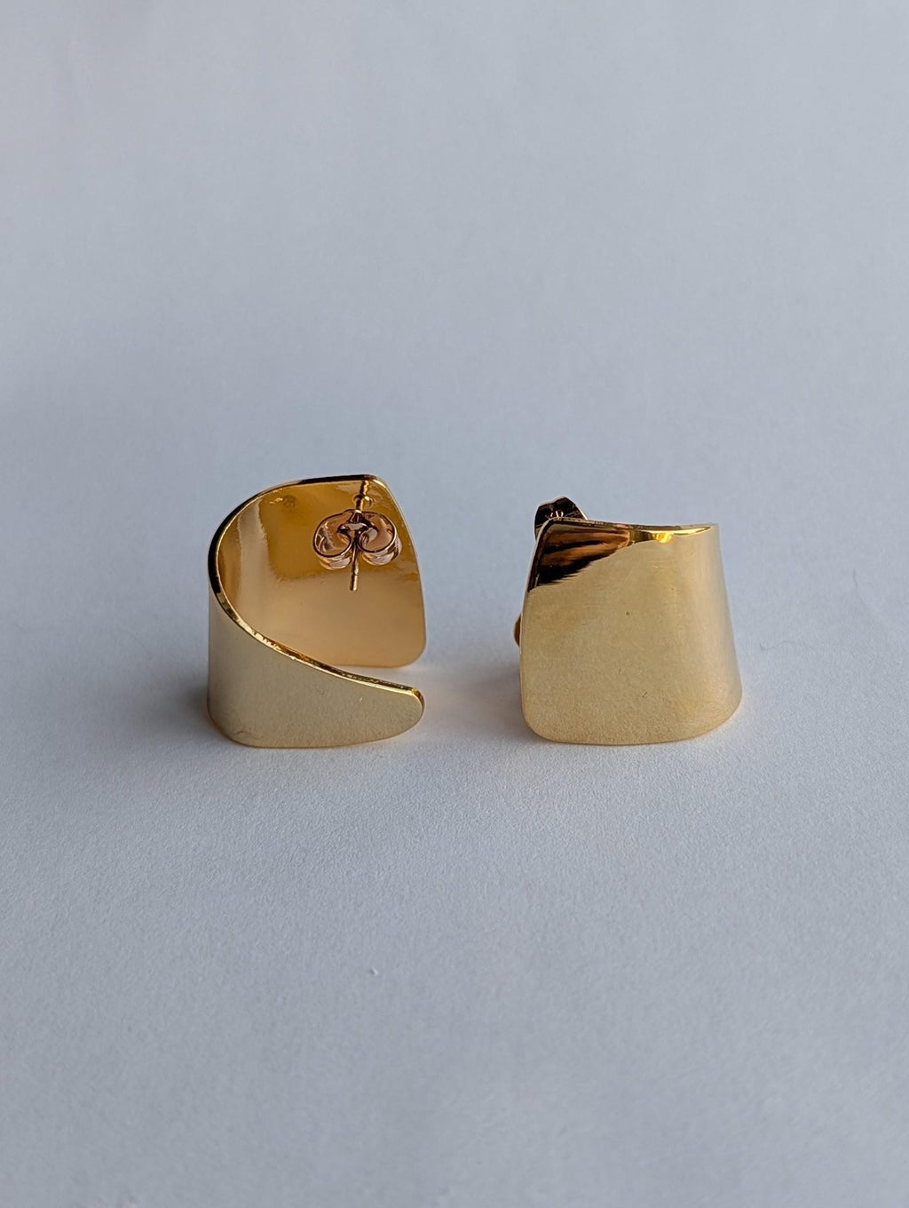 Wide Curved Gold Statement Studs