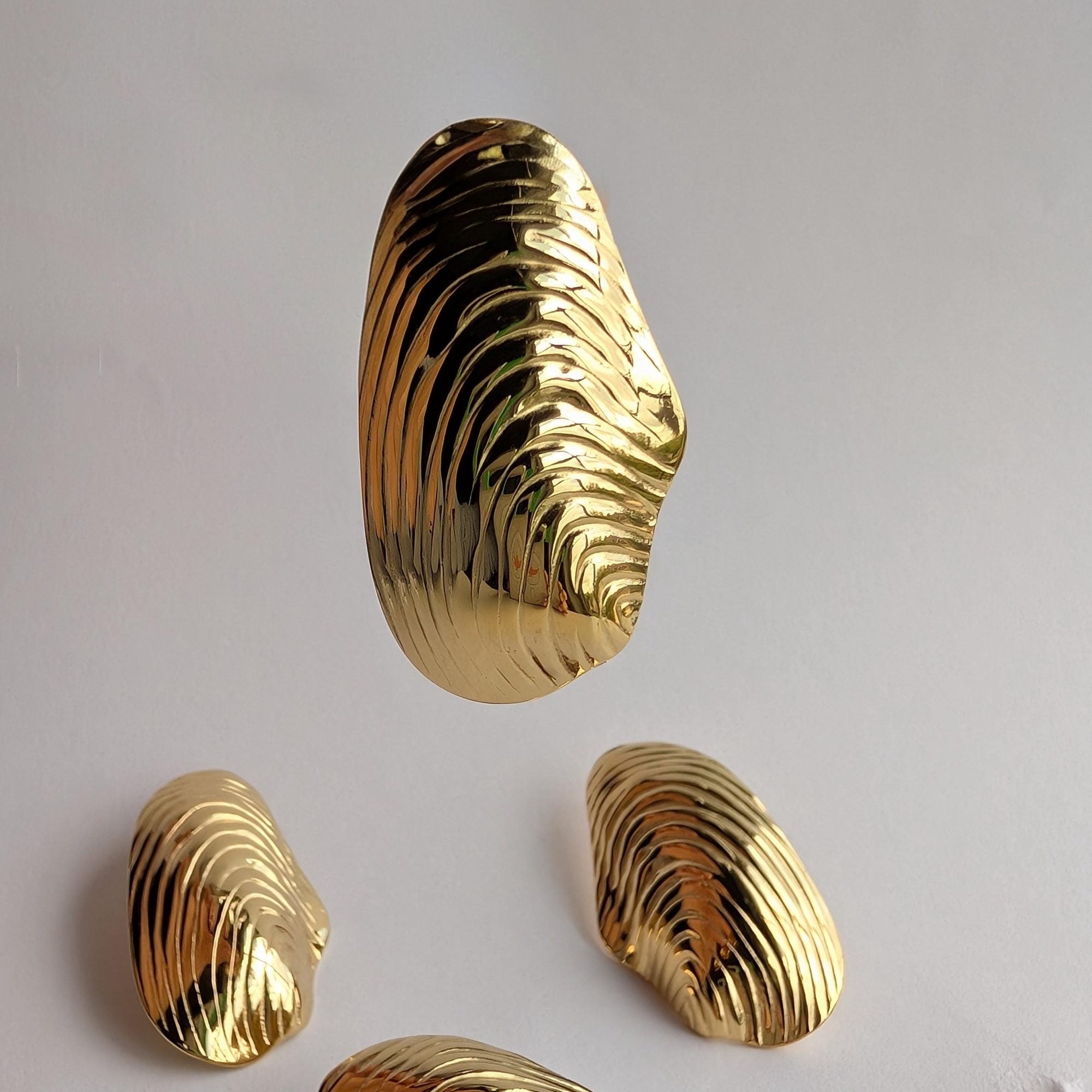 Large Abstract Shell Stud Earrings