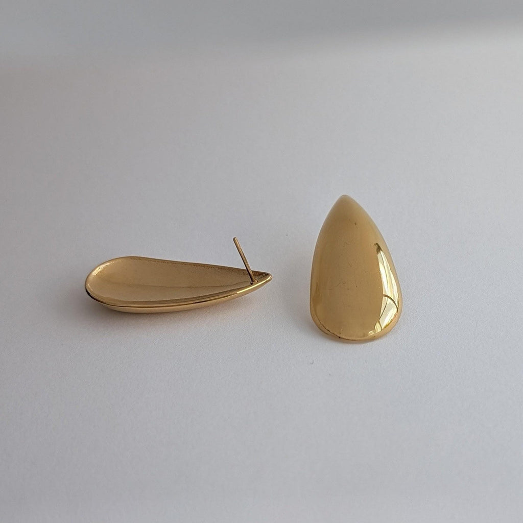 Chunky Gold Teardrop Stud Earrings