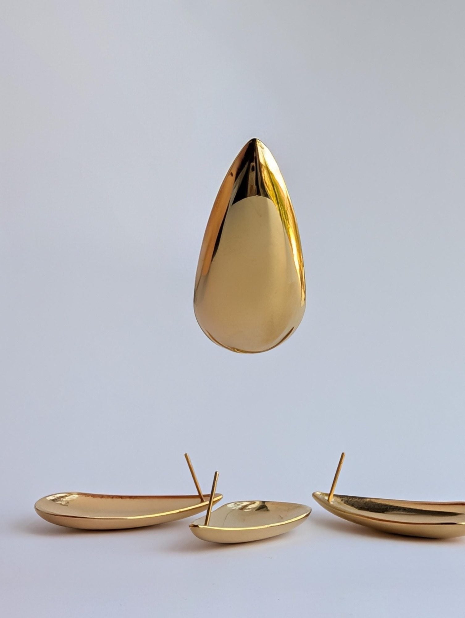 Chunky Gold Teardrop Stud Earrings