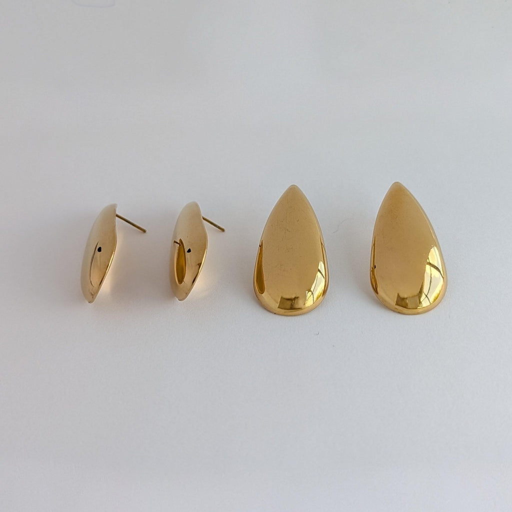 Chunky Gold Teardrop Stud Earrings