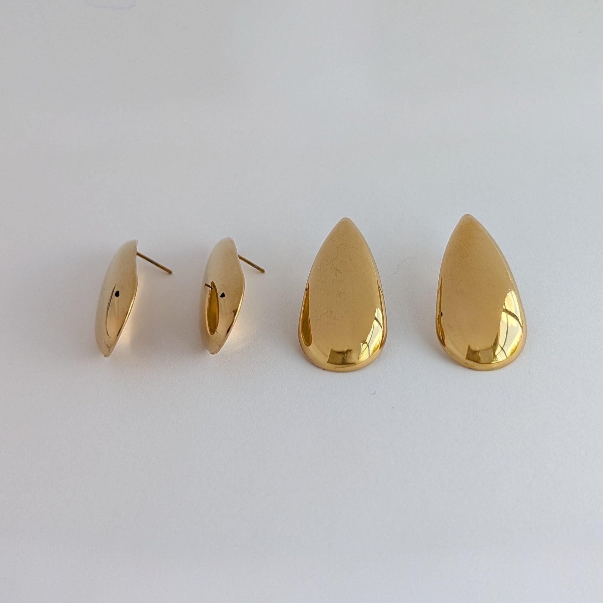 Chunky Gold Teardrop Stud Earrings