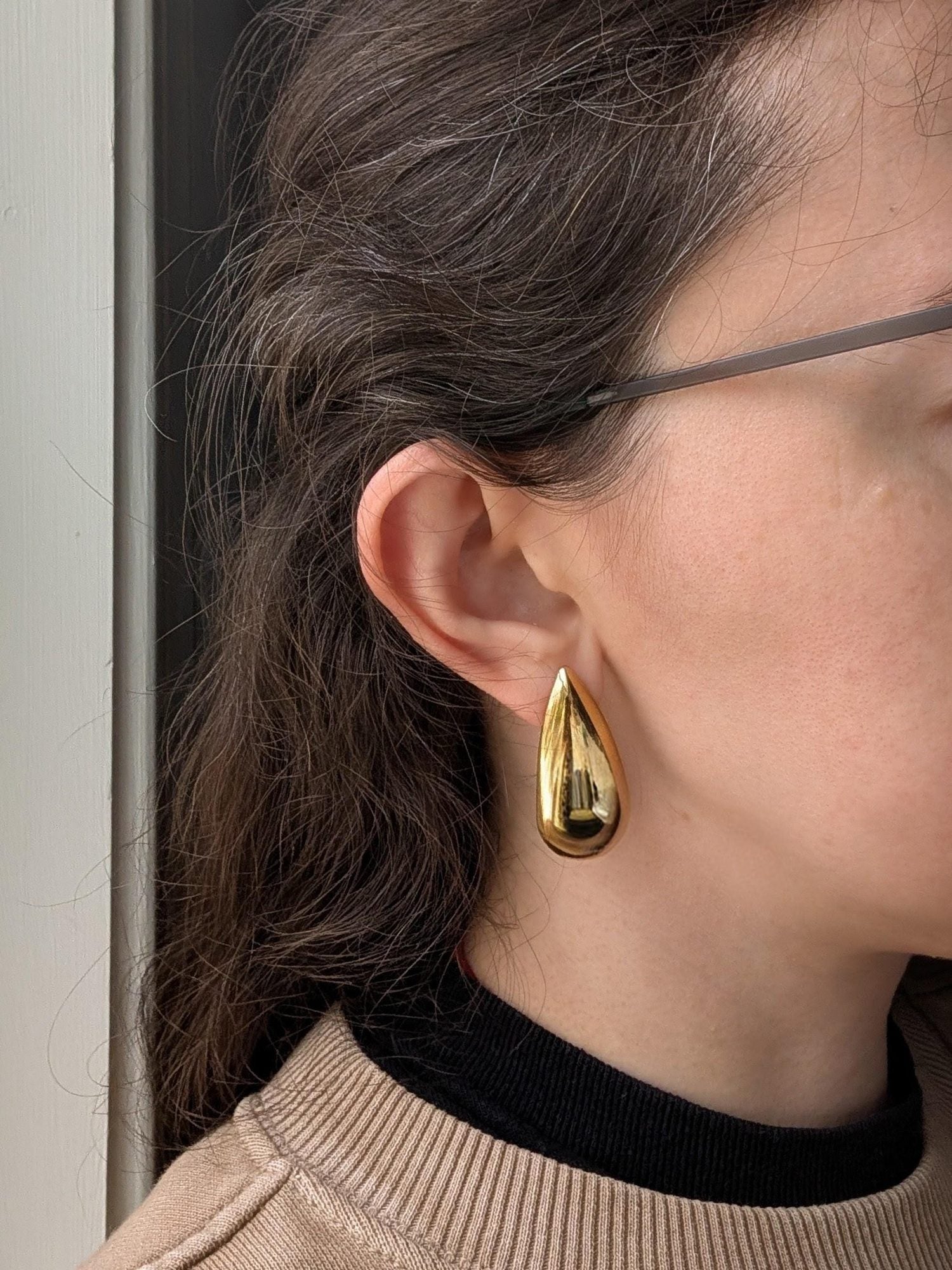 Chunky Gold Teardrop Stud Earrings