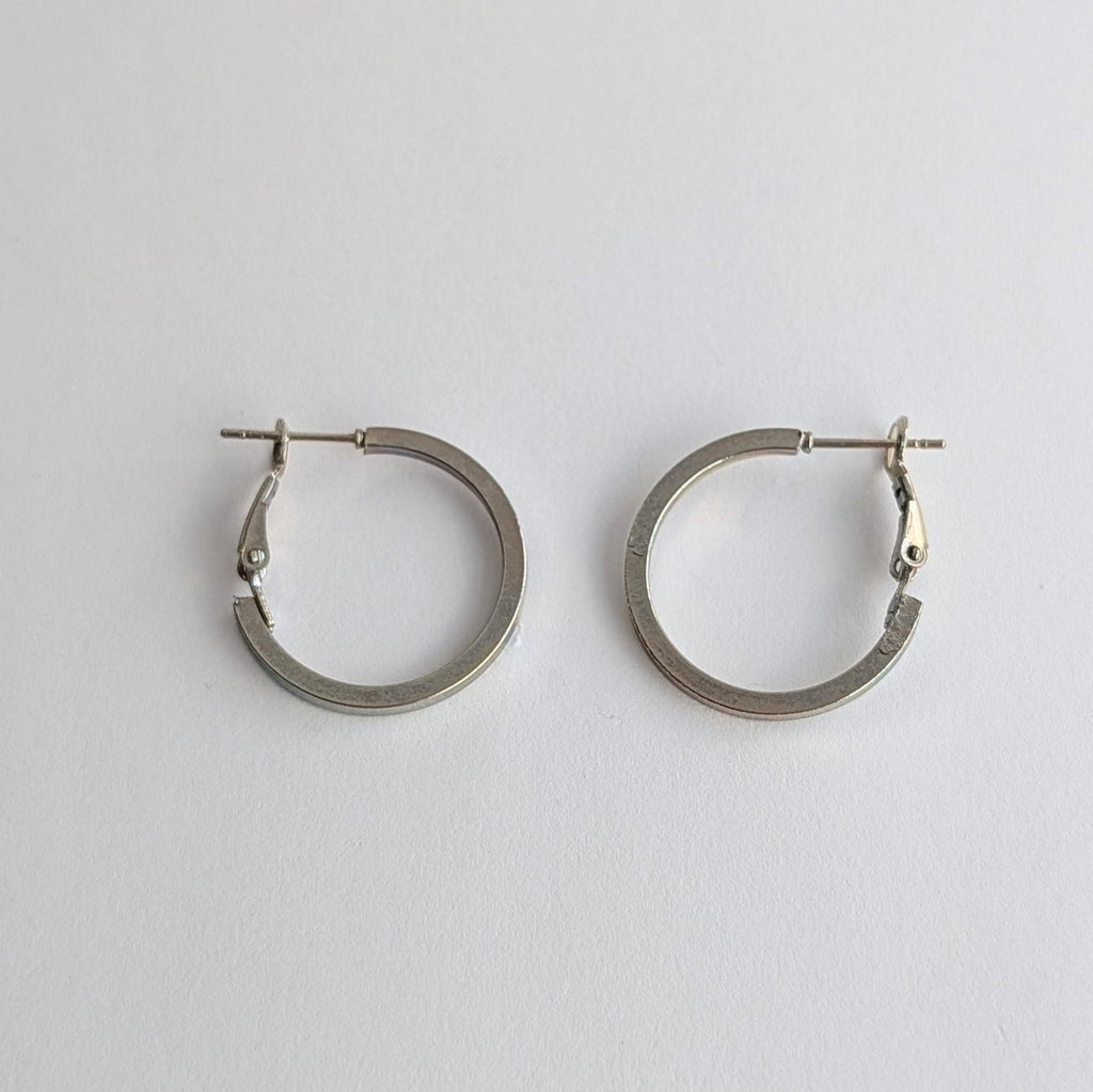 Flat Silver Hoop Earrings