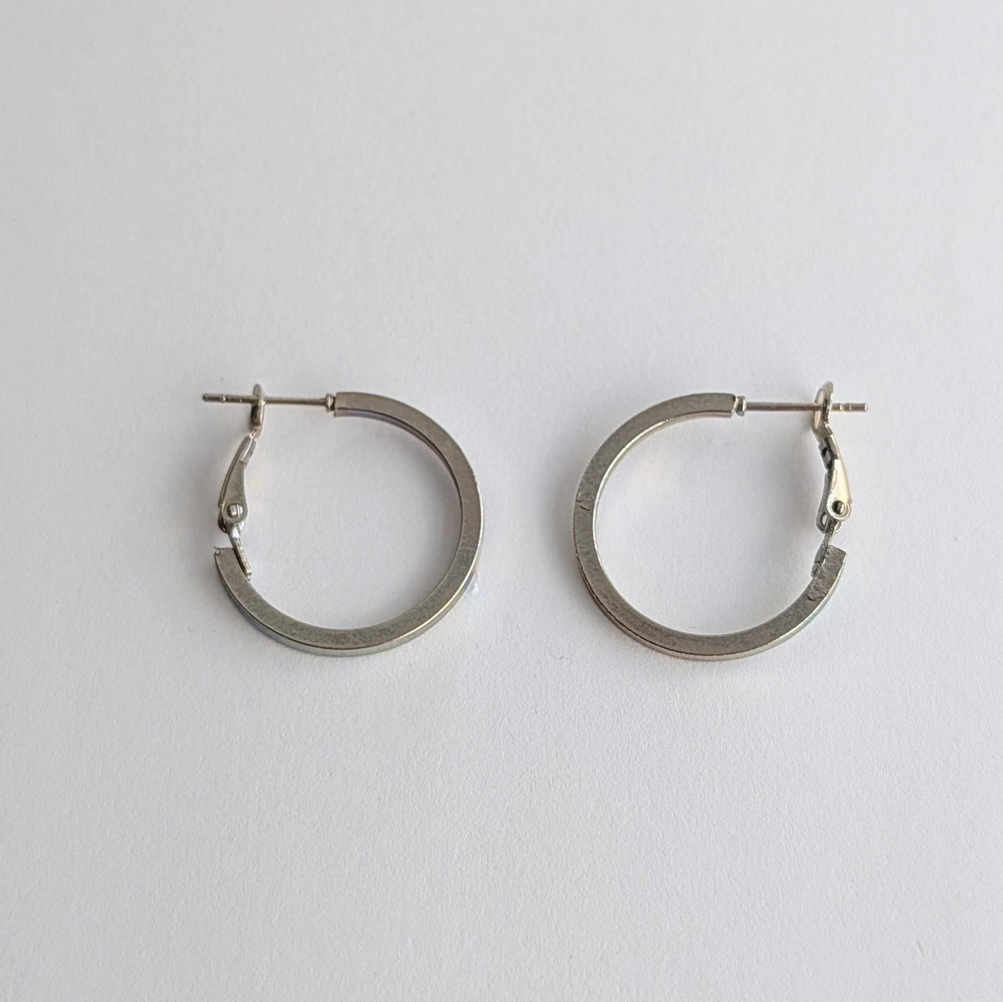 Flat Silver Hoop Earrings