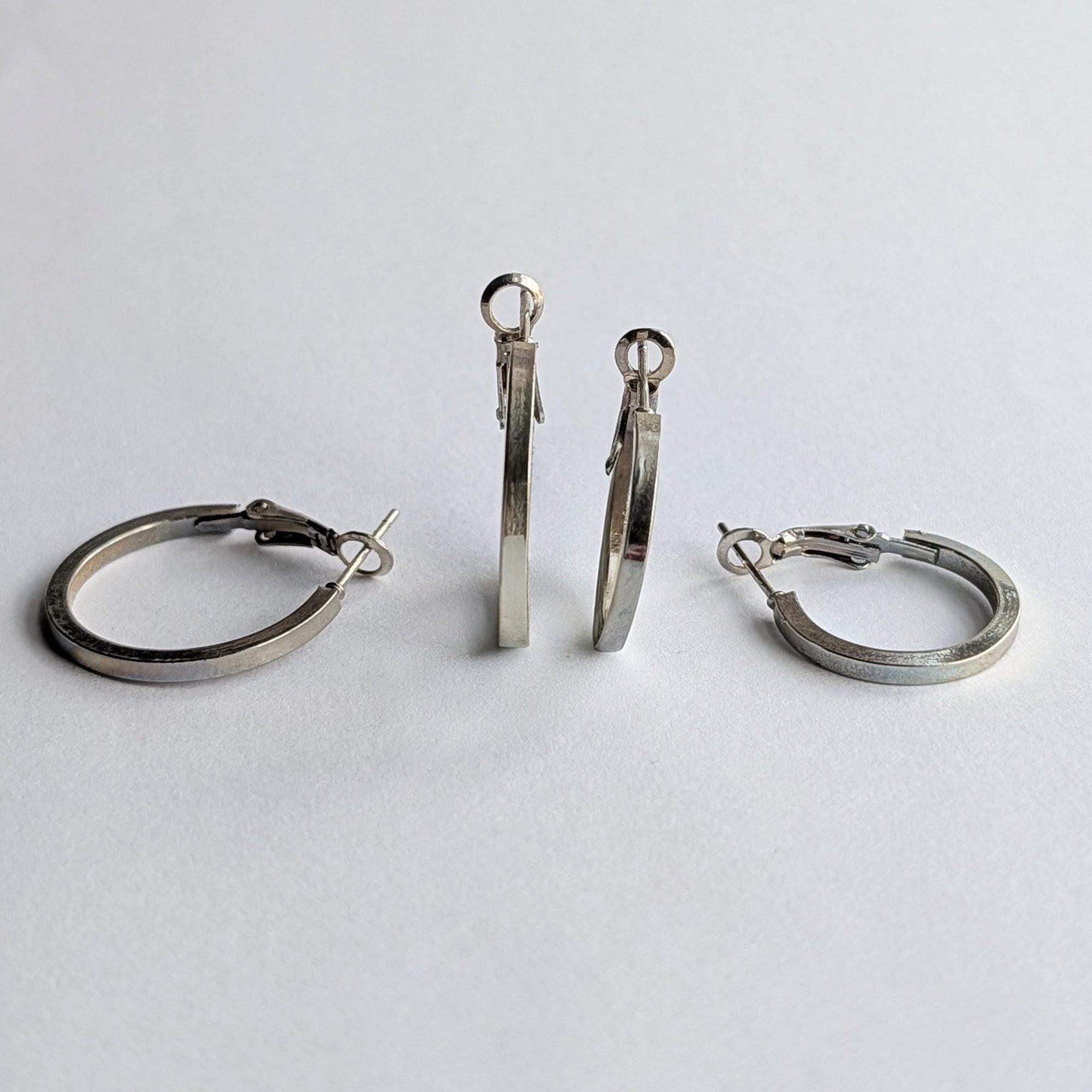 Flat Silver Hoop Earrings