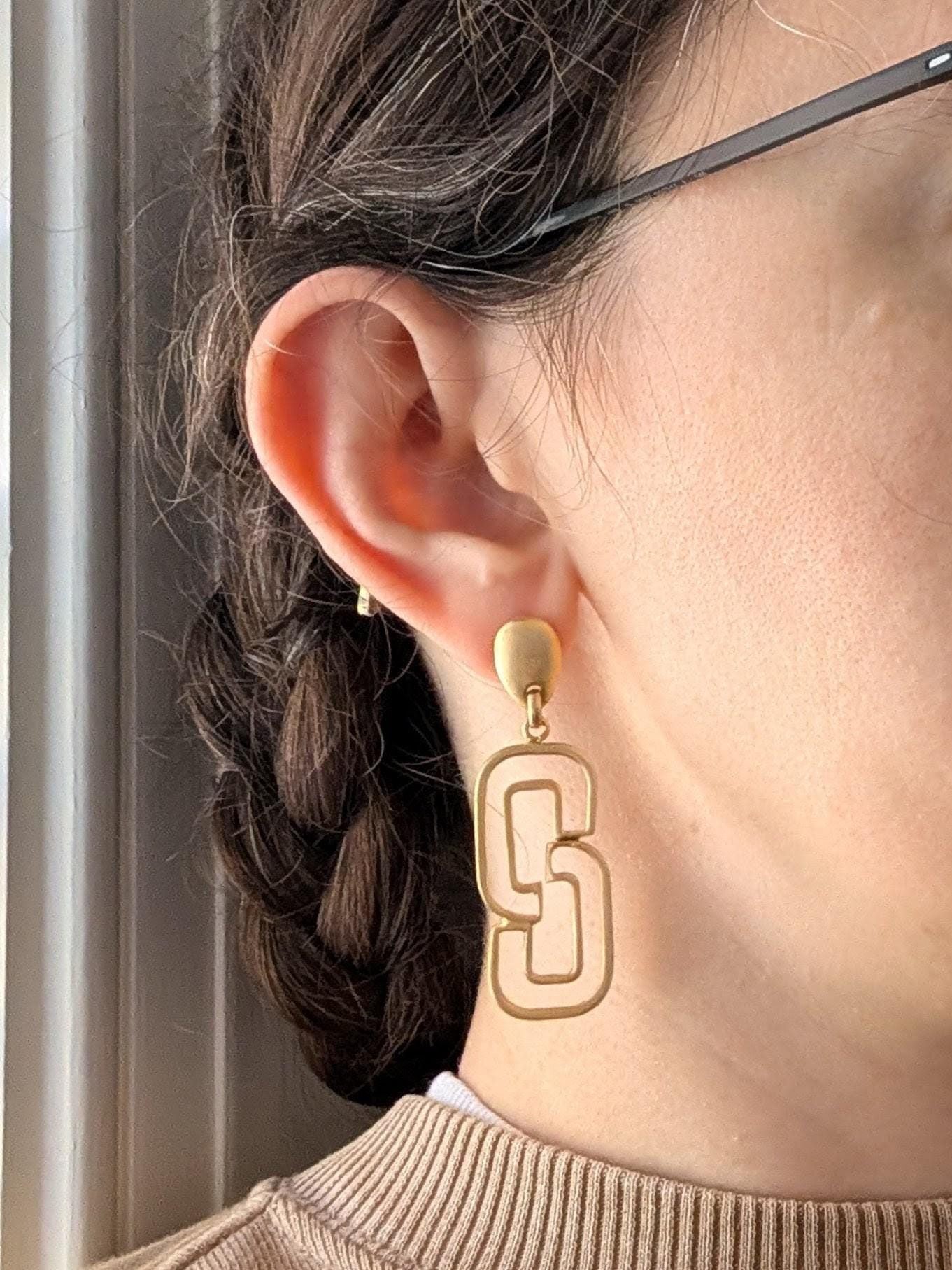 Matte Gold Geometric Drop Earrings