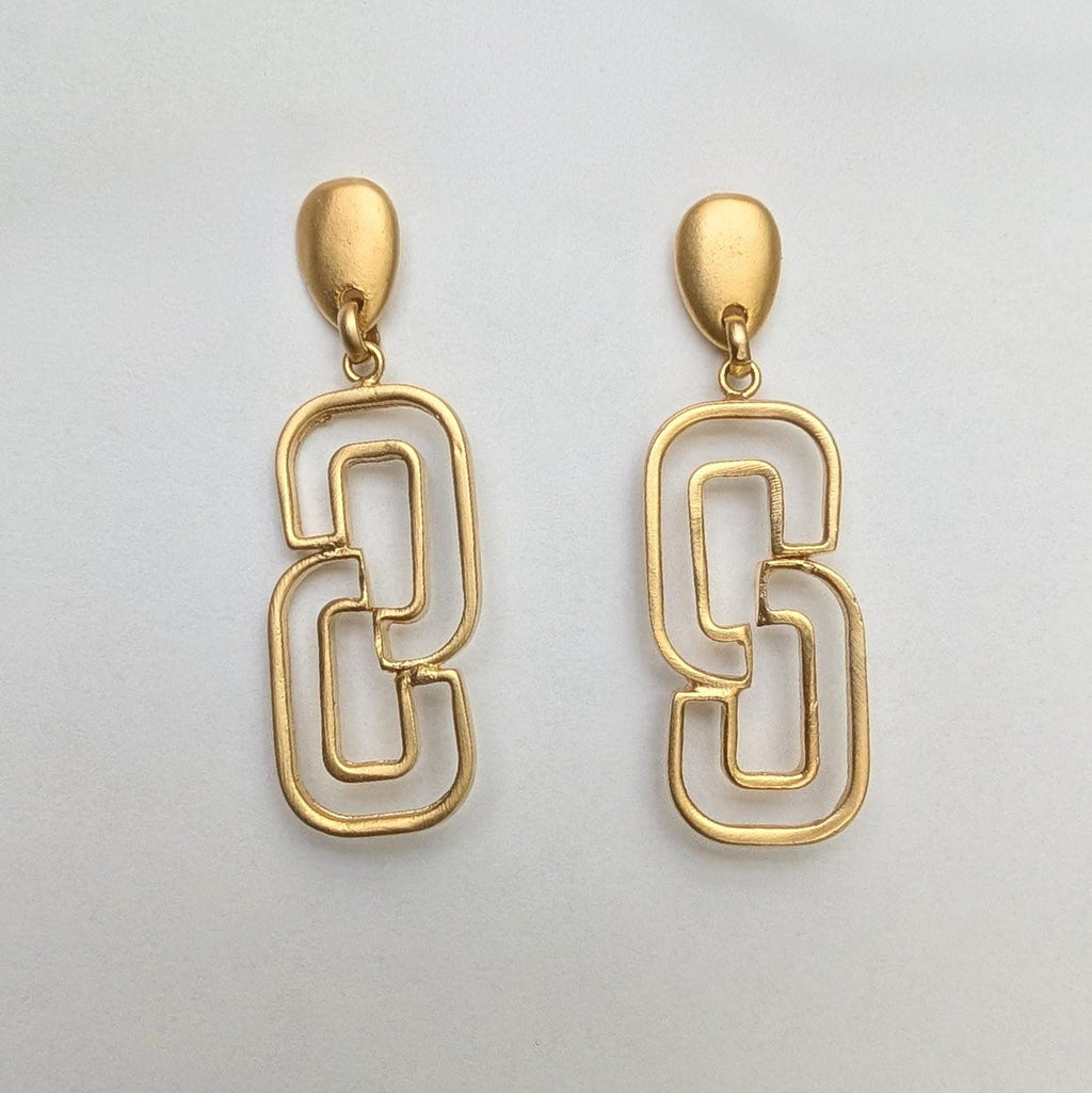 Matte Gold Geometric Drop Earrings