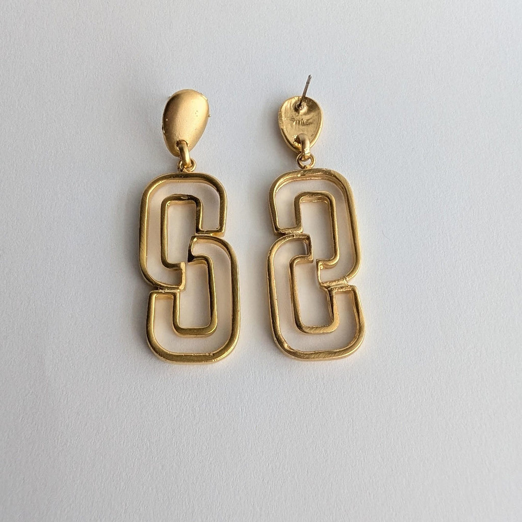 Matte Gold Geometric Drop Earrings