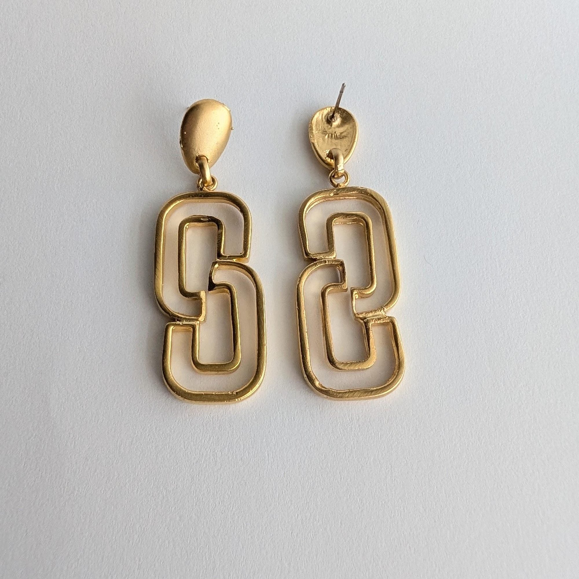 Matte Gold Geometric Drop Earrings