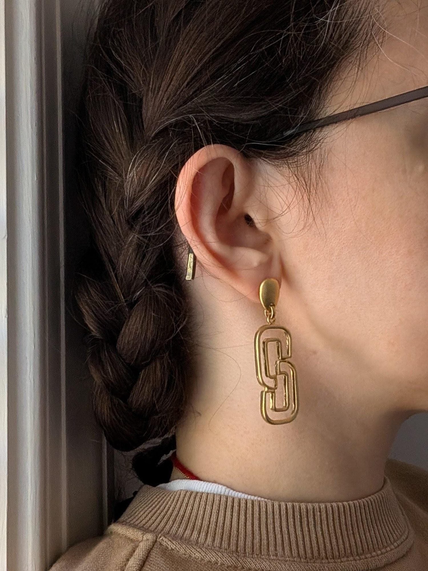 Matte Gold Geometric Drop Earrings