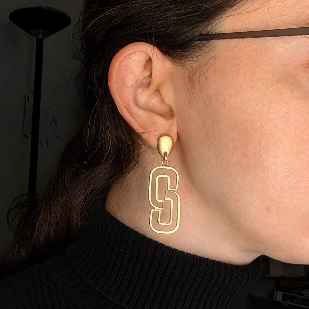 Matte Gold Geometric Drop Earrings