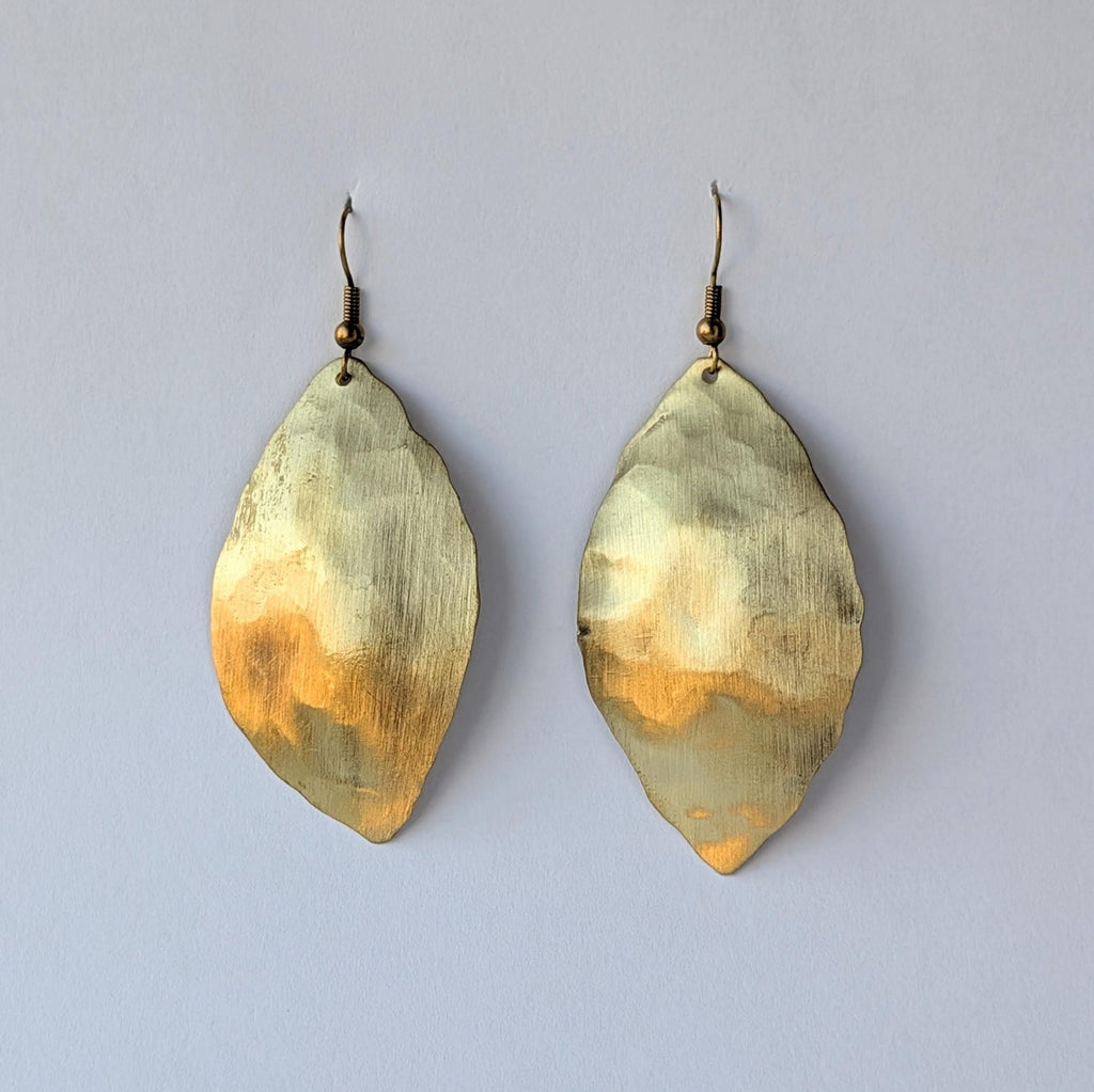 Large Gold Leaf Dangle Earrings