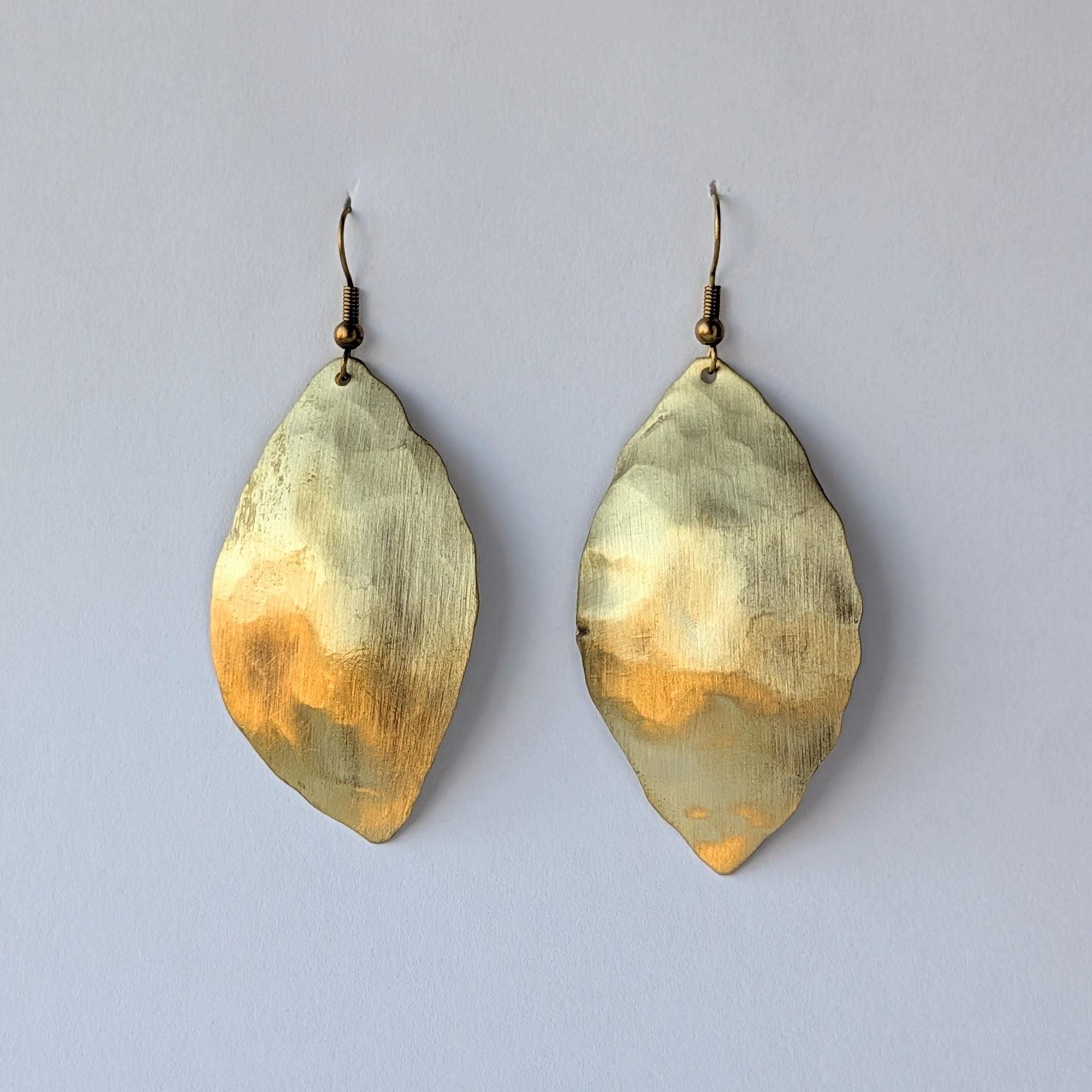Large Gold Leaf Dangle Earrings