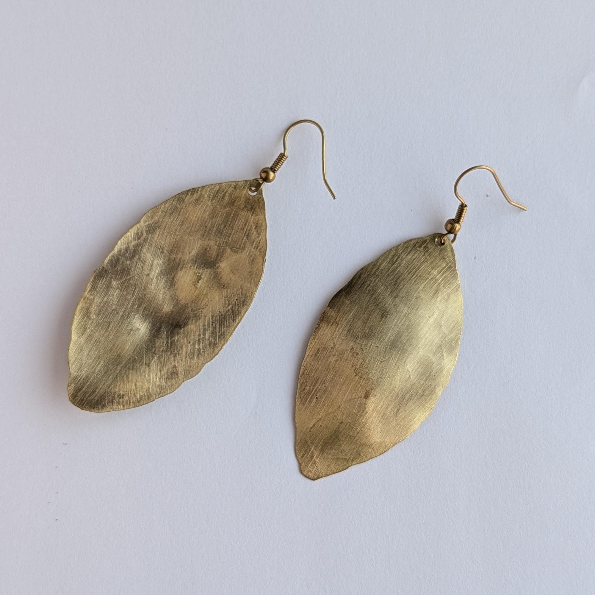 Large Gold Leaf Dangle Earrings