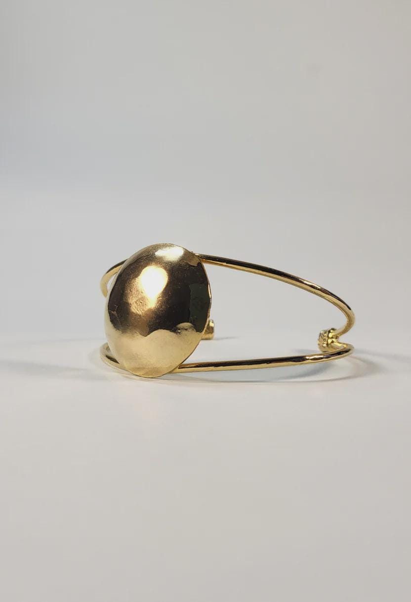 Hand-Hammered Gold Dome Cuff Bracelet