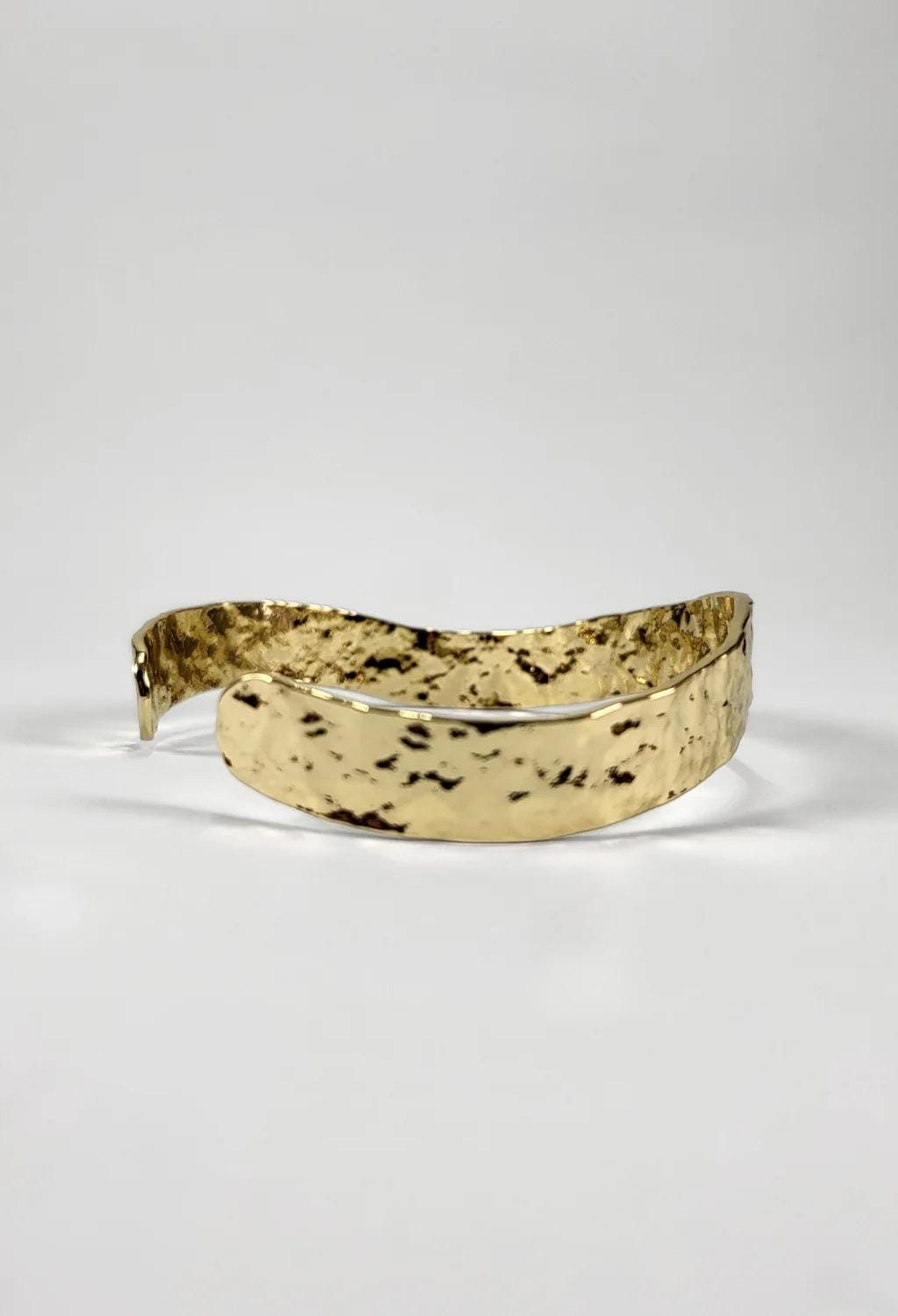 Wavy Hammered Gold Cuff Bracelet