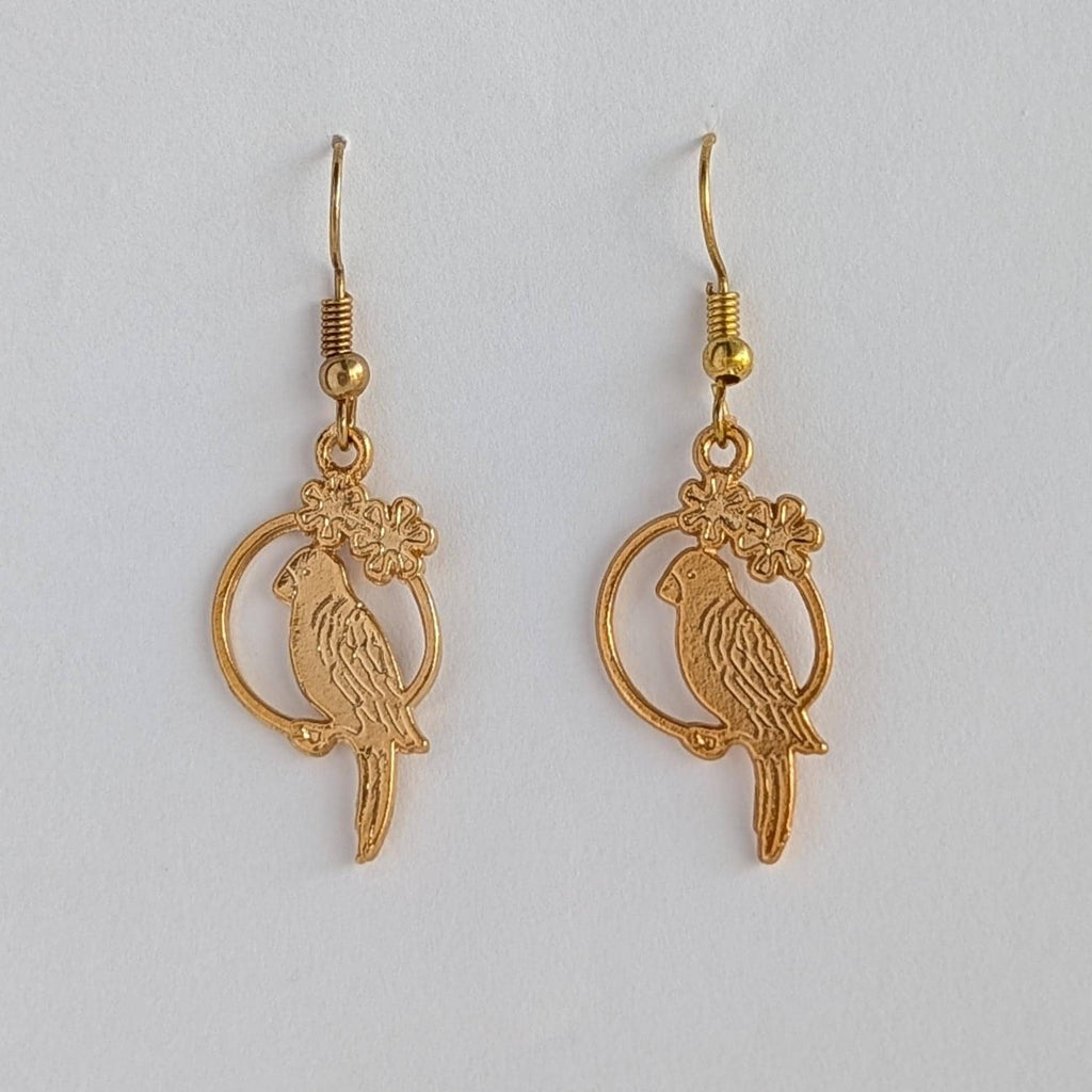 Floral Bird Drop Earrings